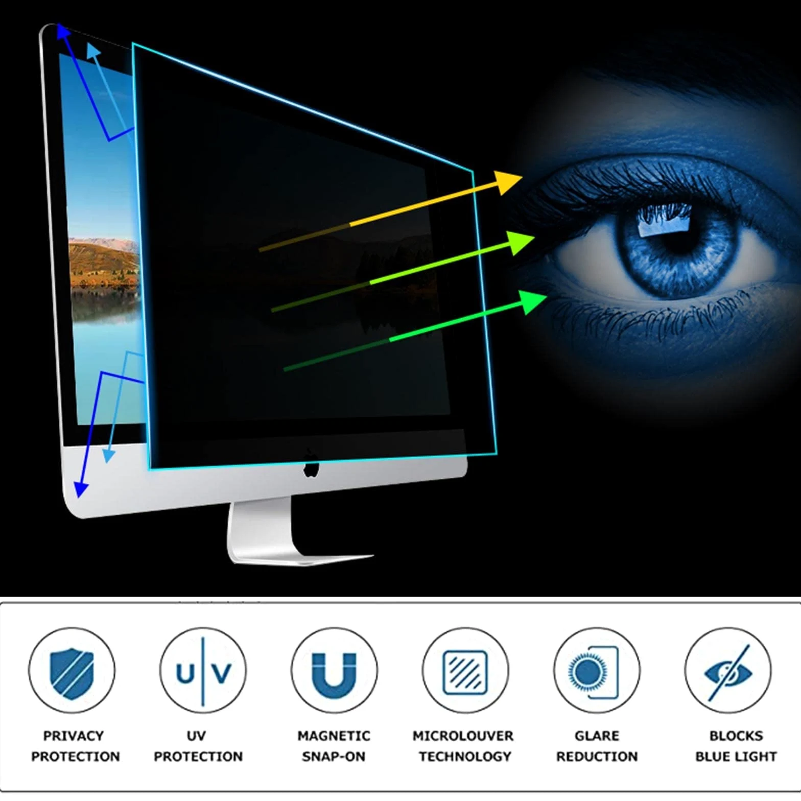 LIGUOYI Antis-Luce Blu Pellicola De Protezione per Laptop, Filtro Schermo Allevia L'affaticamento degli Occhi, Filtro Privacy per Monitor, Computer Premium Filtro Privacy AntiGraffio