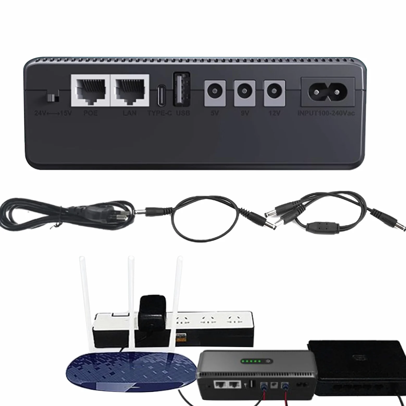 Alimentatore a Batteria di Backup per Router Ricaricabile Ininterrotta | Alimentazione a Batteria di Backup Batteria Esterna Ricaricabile di Backup per Router WiFi, Telecamera