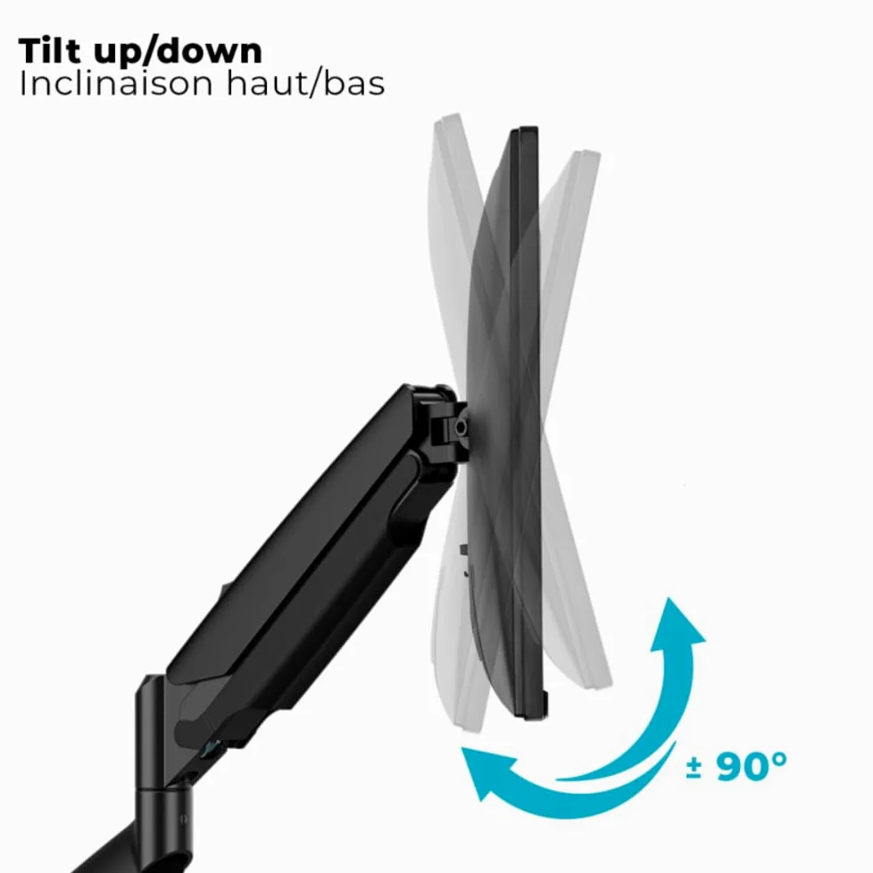 AD ADVANCE - ErgoMounts Xtrem, Supporto Monitor PC da 17“ a 45”, Compatibile VESA 75x75 e 100x100 mm, Chiusura a Gas, Braccio Articolato in Alluminio, Portata 13 kg, Altezza e Inclinazione Regolabili