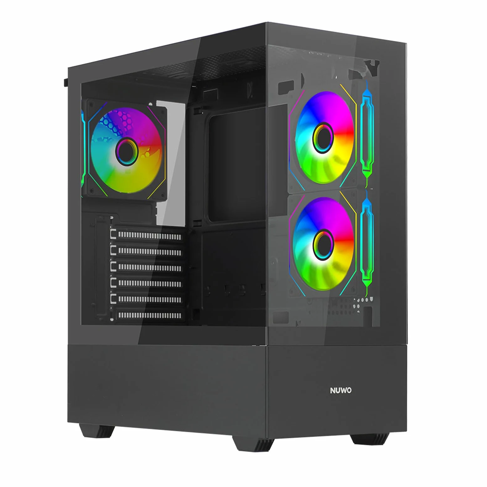 Nuwo Clash CK500 | Case PC Gaming ATX Mid Tower | 3 Ventole ARGB 120mm | Pannello Frontale e Laterale in Vetro Temperato Senza Cornice | Nero