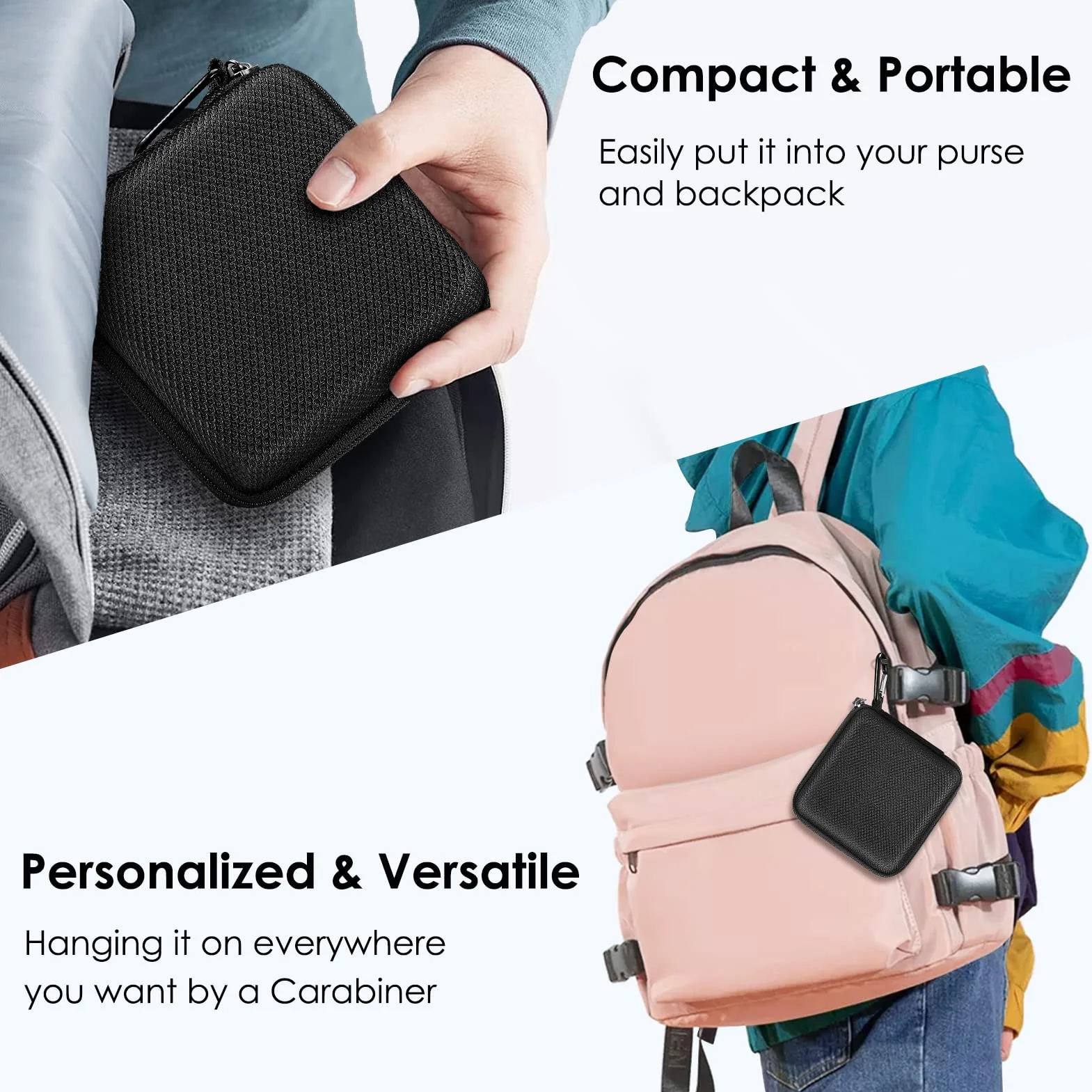 FINPAC Custodia Rigida per Caricatore di MacBook Air/Pro, Portatile ElettronicaPortaoggetti Borsa Cover per MacBook Charger/Magic Mouse/Cavo, Organizer per Viaggi Accessori, (Black)
