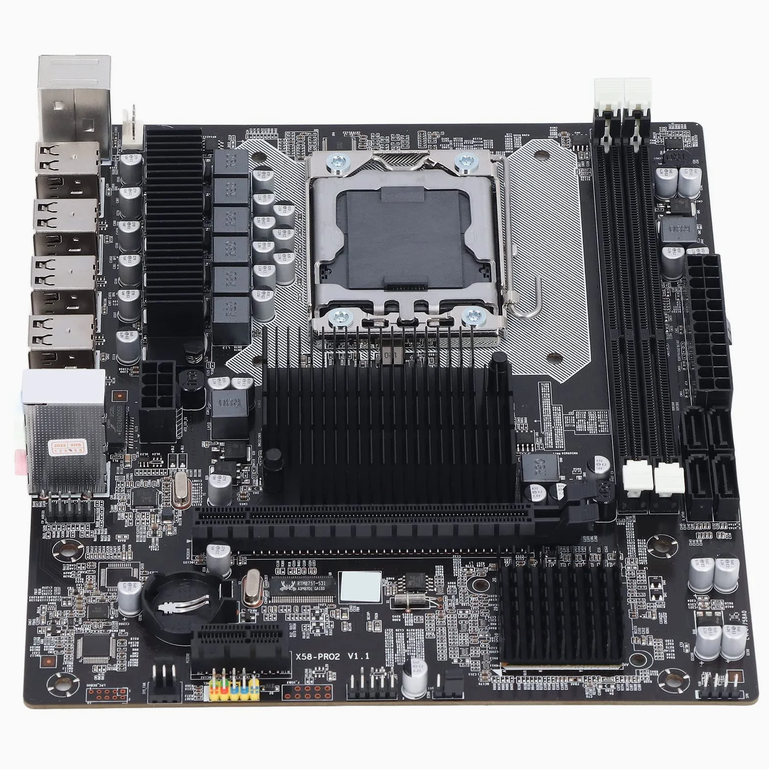 Cuifati Scheda Madre Desktop, Scheda Madre X58 LGA 1366 Gaming, 2 DIMM DDR3, Slot SATA 2.0, Slot per Scheda Grafica PCIE X16, Interfaccia di Rete RJ45