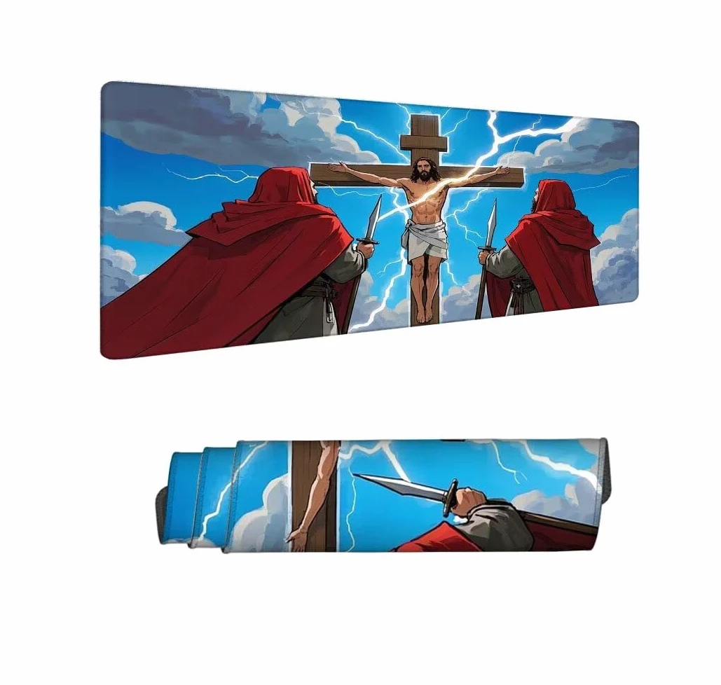 Attraverso Tappetino Mouse XXL 1000x500x3mm, Gaming Tappetino Mouse Cristo Mousepad con Base in Impermeabile Gomma Antiscivolo per Tastiera, PC, Computer Ufficio Idea Regalo per Festa del Papà X-962