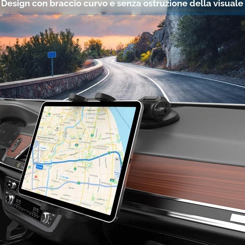 Supporto Tablet Auto Cruscotto per 4-13 pollice iPad Smartphone, Porta Tablet Cruscotto Parabrezza, Portatablet per iPad Pro 12.9 10.5 9.7 Air Mini, Samsung Tab, Fire HD, iPhone, Cellulare