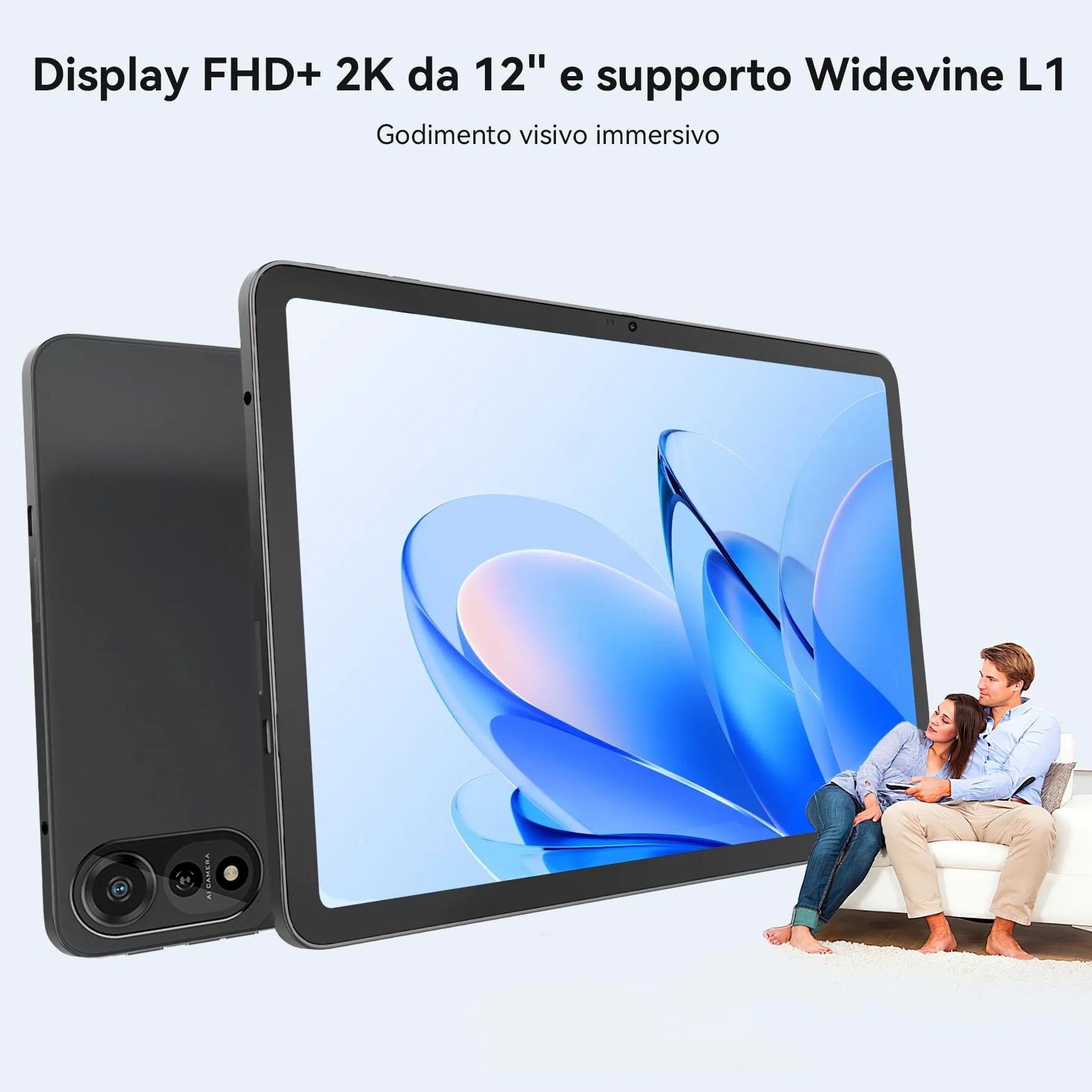 Blackview Mega2 Tablet 12 Pollice Android 15 Tablet con Tastiera, 24GB RAM 256GB ROM con SIM 4G, 2K FHD+, Gemini AI, 9000mAh, Doppia fotocamera, Widevine L1, GPS, Face ID, Mouse, Custodia, Penna