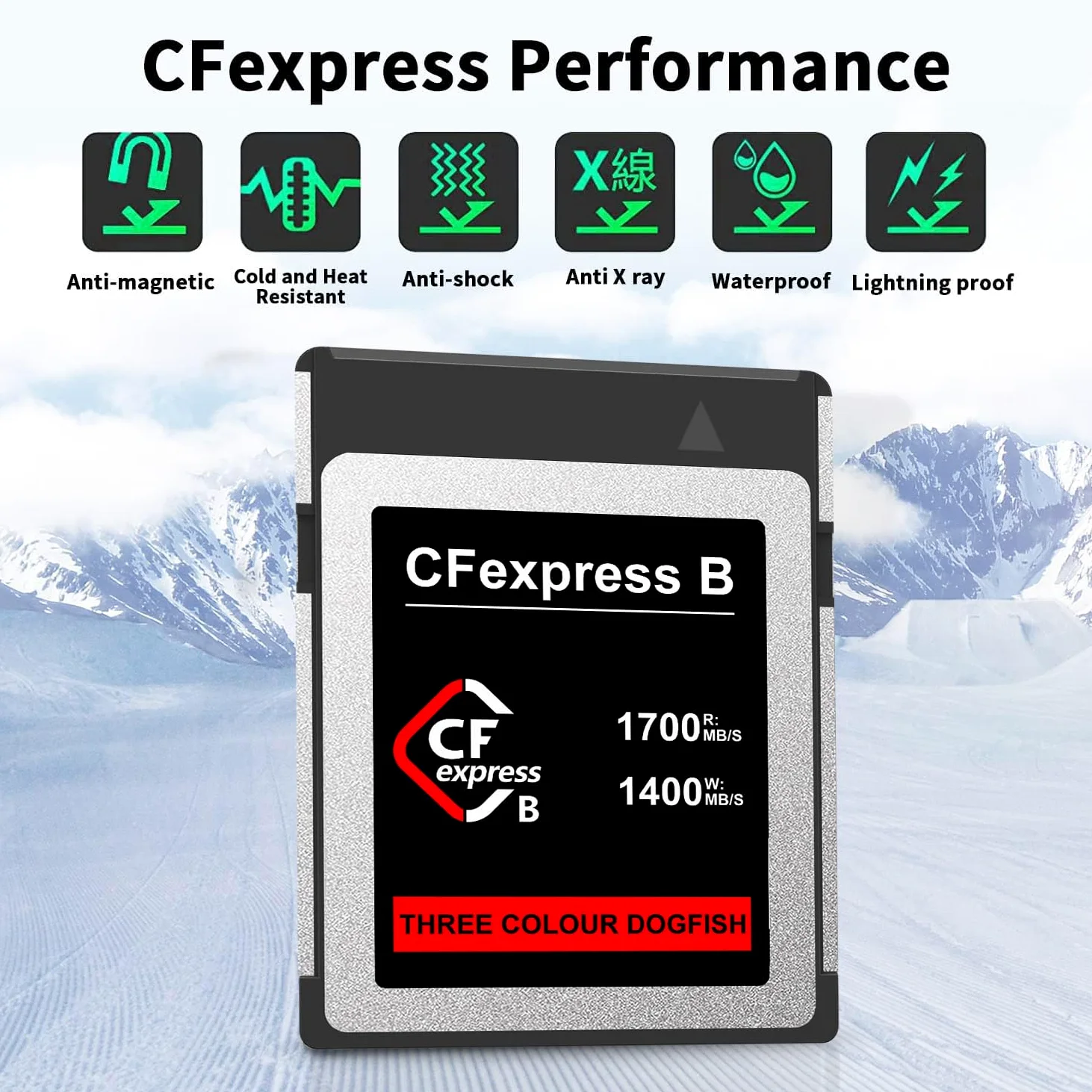 Dogfish 128GB Scheda di Memoria CFexpress Tipo B, Fino a 1700MB/s Foto e Video RAW 8K 4K, per videocamere Nikon Canon Panasonic