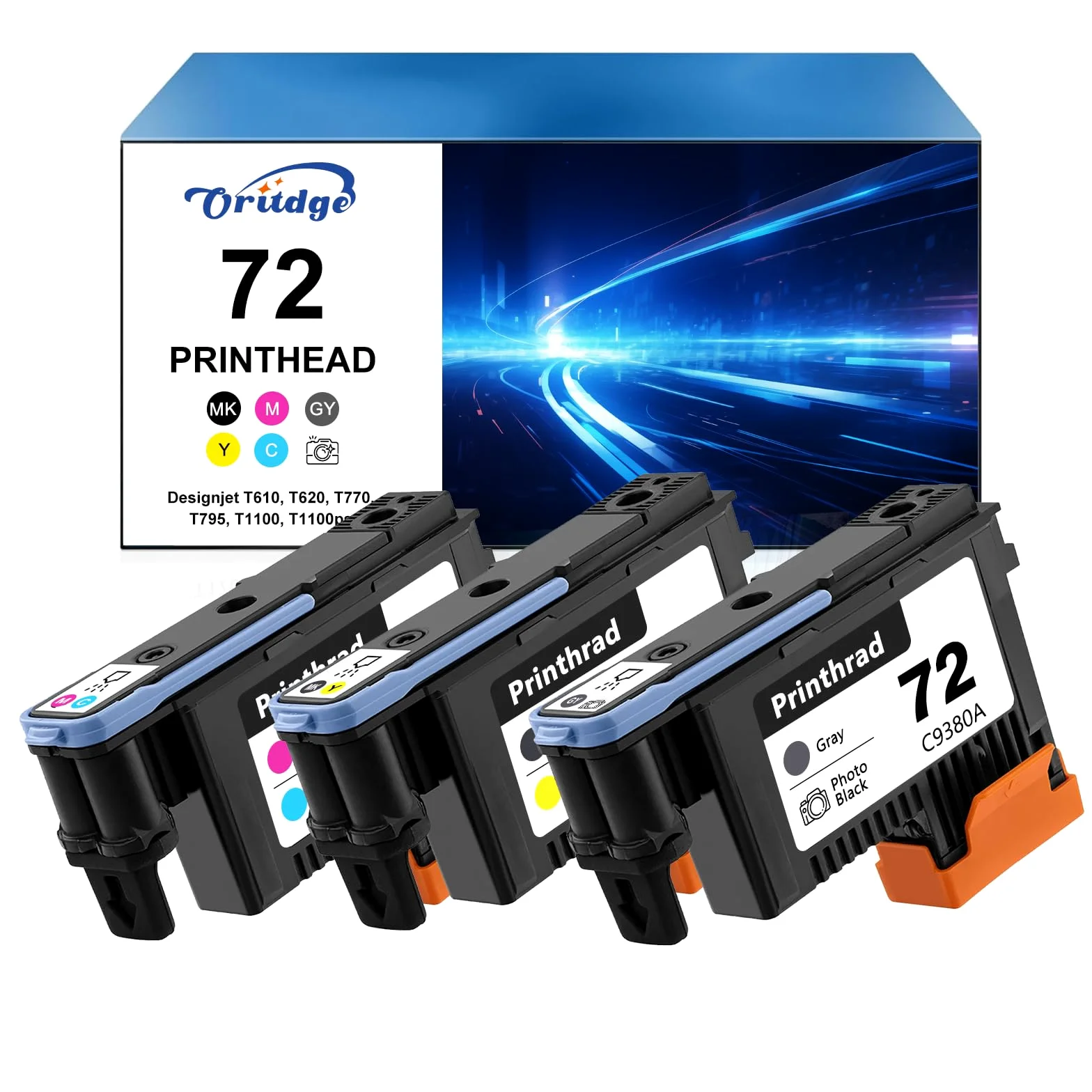 72 Testina di stampa rigenerata per hp 72 compatibile per hp Designjet T1300, T1200, T1120, T1100, T600, T610, T620 T795, T790, T770 (Magenta/Ciano/Nero Opaco/Giallo/Grigio/Foto Nero)