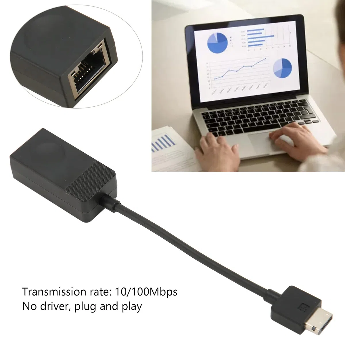 Bewinner Adattatore Ethernet RJ45 01YU026, Adattatore di Estensione Ethernet RJ45 NJ45, Adattatore Ethernet velocità di Trasmissione 10/100 Mbps per X280 X390 Yoga X395 T14s X13 T490 T495s