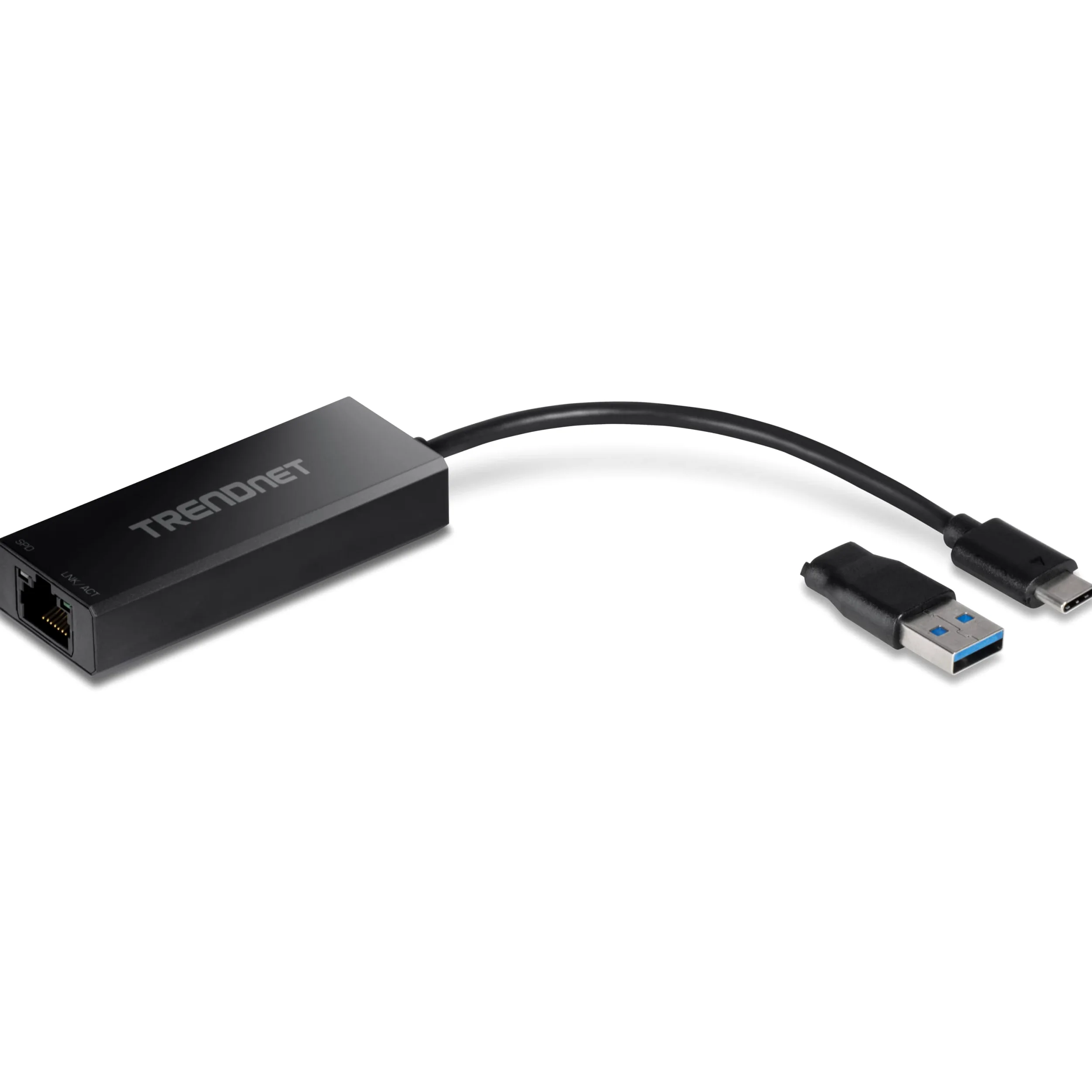 TRENDnet, TUC-ET2G, Adattatore Ethernet da USB-C a RJ-45 2.5G, adattatore 2 in 1 compatibile con USB-C/Thunderbolt 3 o USB 3.1, nero
