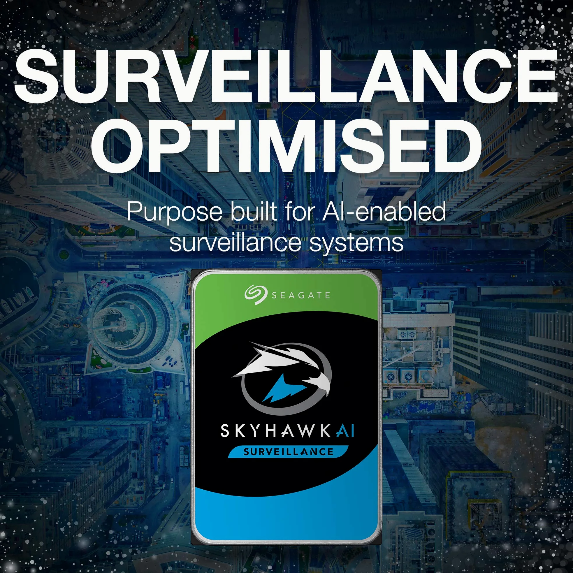Seagate - Disco rigido SkyHawk AI da 10 TB di sorveglianza da 3,5", ST10000VE0008 (SATA 6 Gb/s/250 MB/7200 giri/min)
