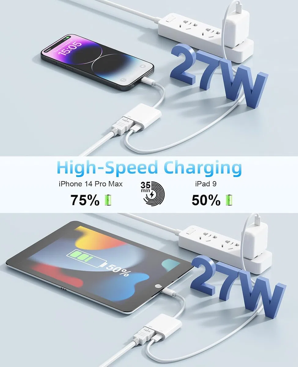 [Certificato Apple MFi] Adattatore da Lightning a HDMI per iPhone/iPad, cavo convertitore digitale AV 1080P, adattatore Plug & Play iPhone a HDMI per TV/Proiettore/Monitor – senza alimentazione