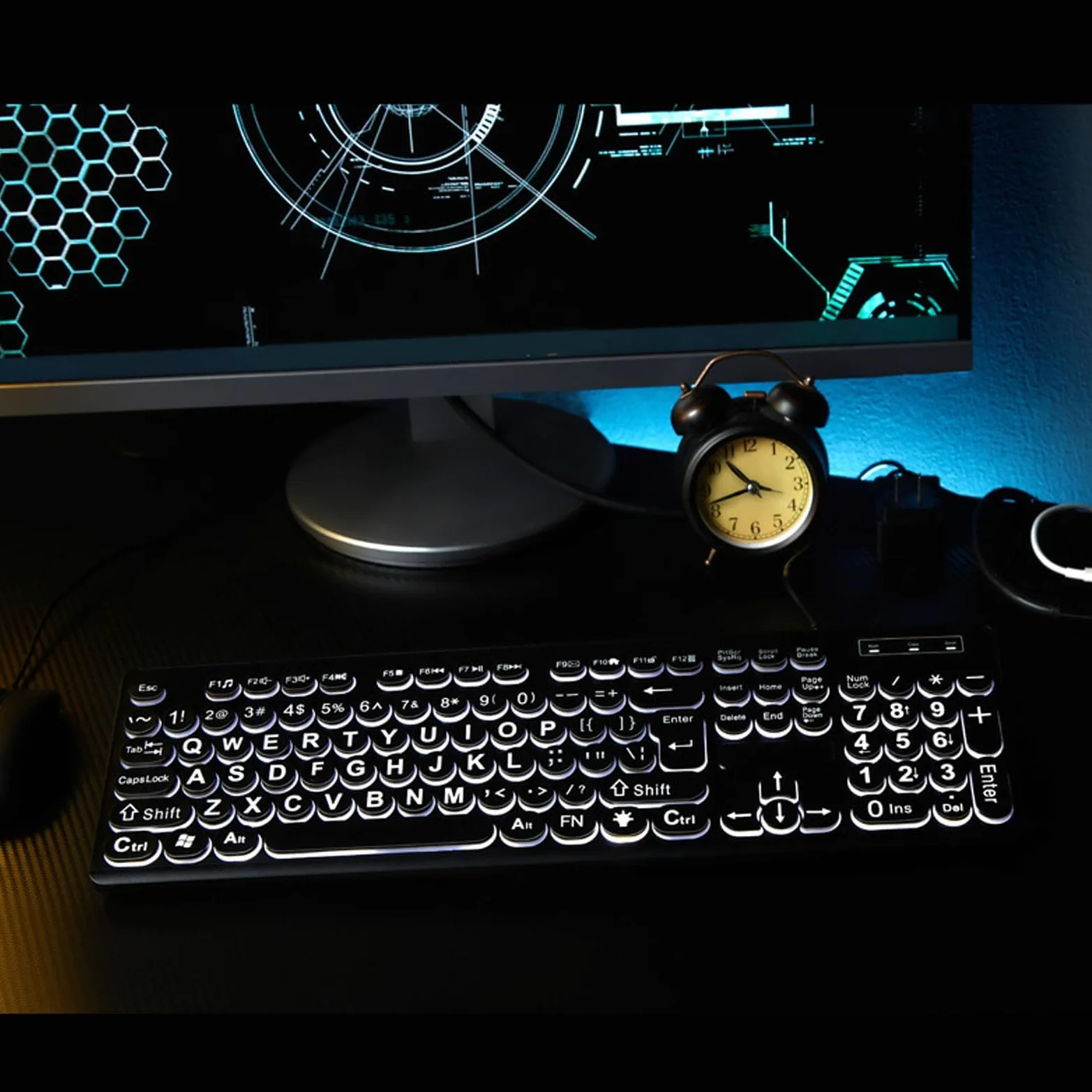 Tastiera Retroilluminata con Caratteri Grandi, Tastiera Illuminata per Anziani o Ipovedenti, Tastiera USB a 104 Tasti con Lettere Oversize