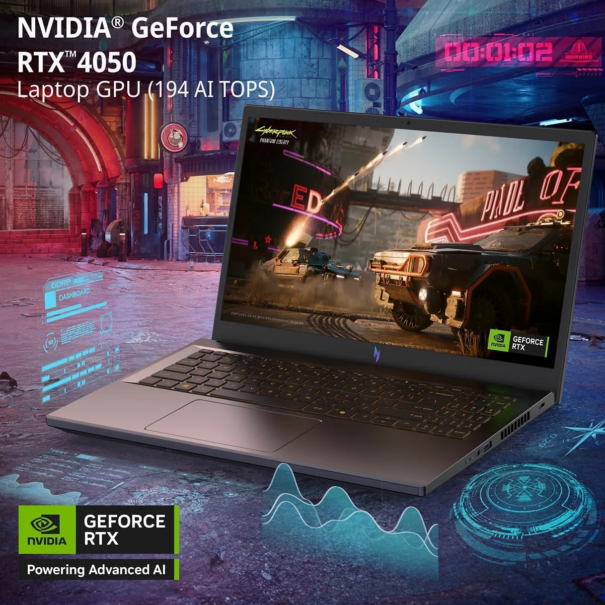 acer Nitro V 15,6" FHD Gaming Laptop, Intel Core i5-13420H, GeForce RTX 4050, 16GB RAM 1TB SSD, 128gb 9H Docking Station, Webcam, Wi-Fi, Tastiera retroilluminata, Bluetooth, Windows 11 Home, Nero