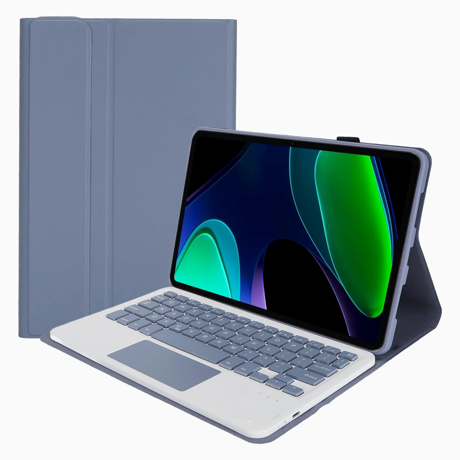 Custodia per Tablet con Tastiera 11 Pollici, Copertura Bluetooth Staccabile con Trackpad Magnetico, Ricarica Automatica e Risveglio per Viaggi e Lavoro, Pelle PU Viola, 1 Pezzo