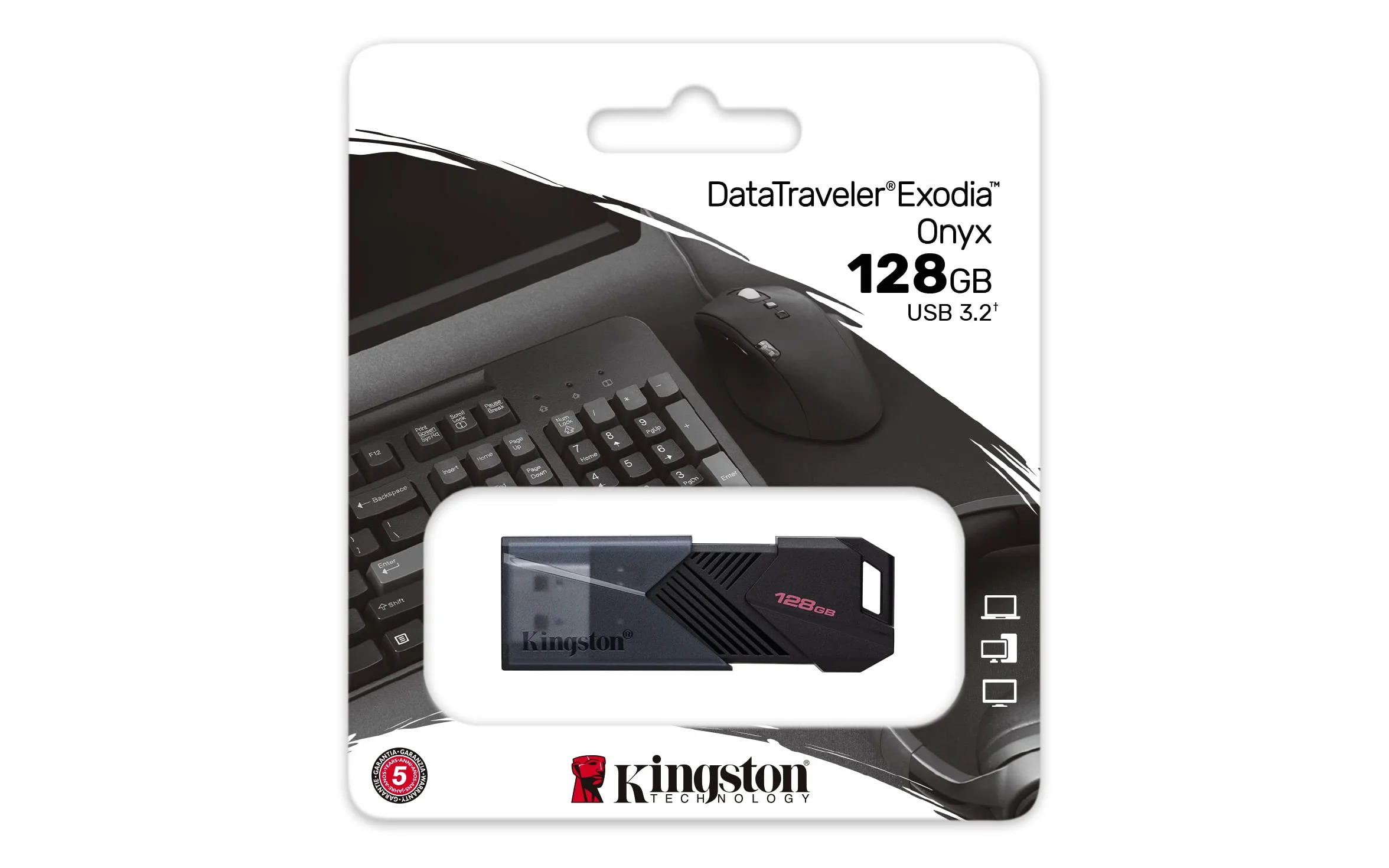 Kingston DataTraveler Exodia Onyx PenDrive Flash Drive 3.2 Gen 1 DTXON/128GB - con elegante cappuccio mobile