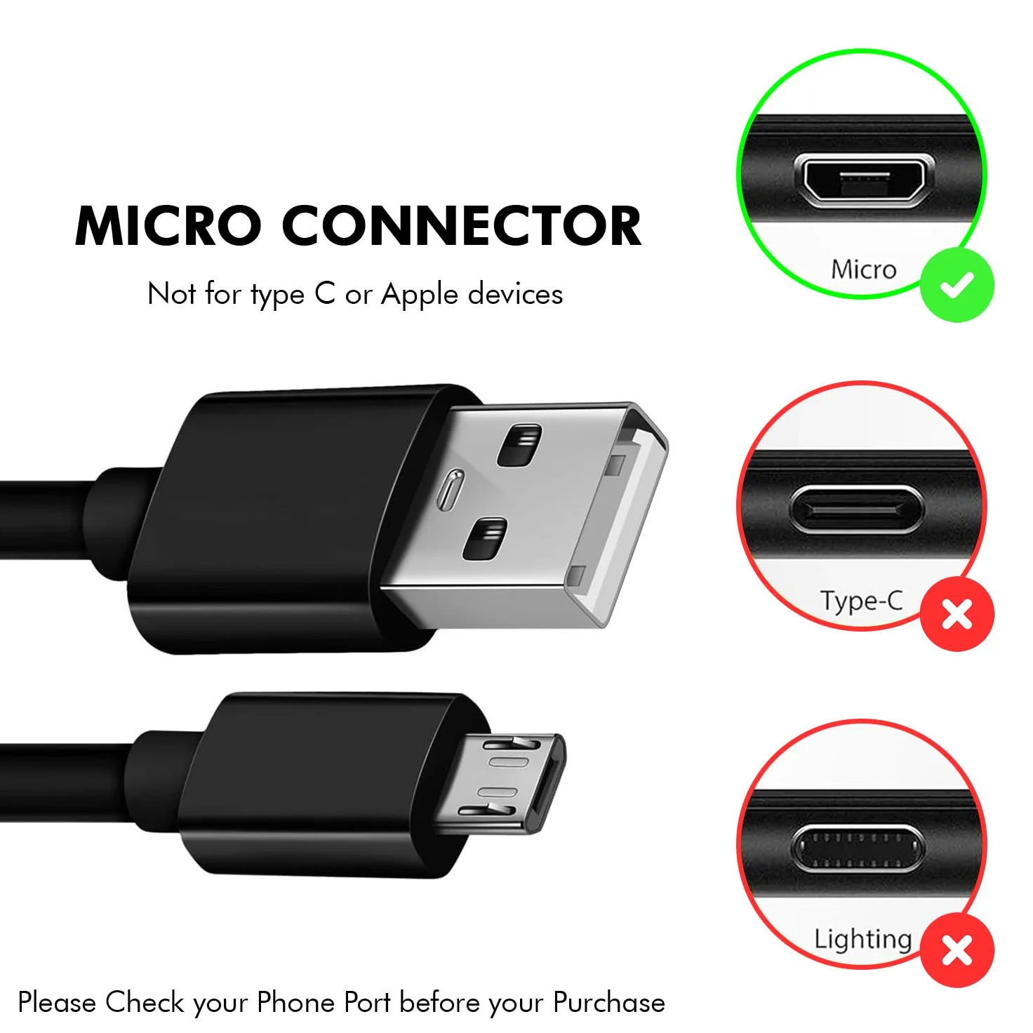 Cavo micro USB da 4,6 m, cavo di ricarica e trasferimento dati Android, compatibile con Kindle Fire HD, 6 7 8 10 (1-8a generazione), tablet Kindle Paperwhite, altoparlanti Bluetooth, cuffie (4,6 m)