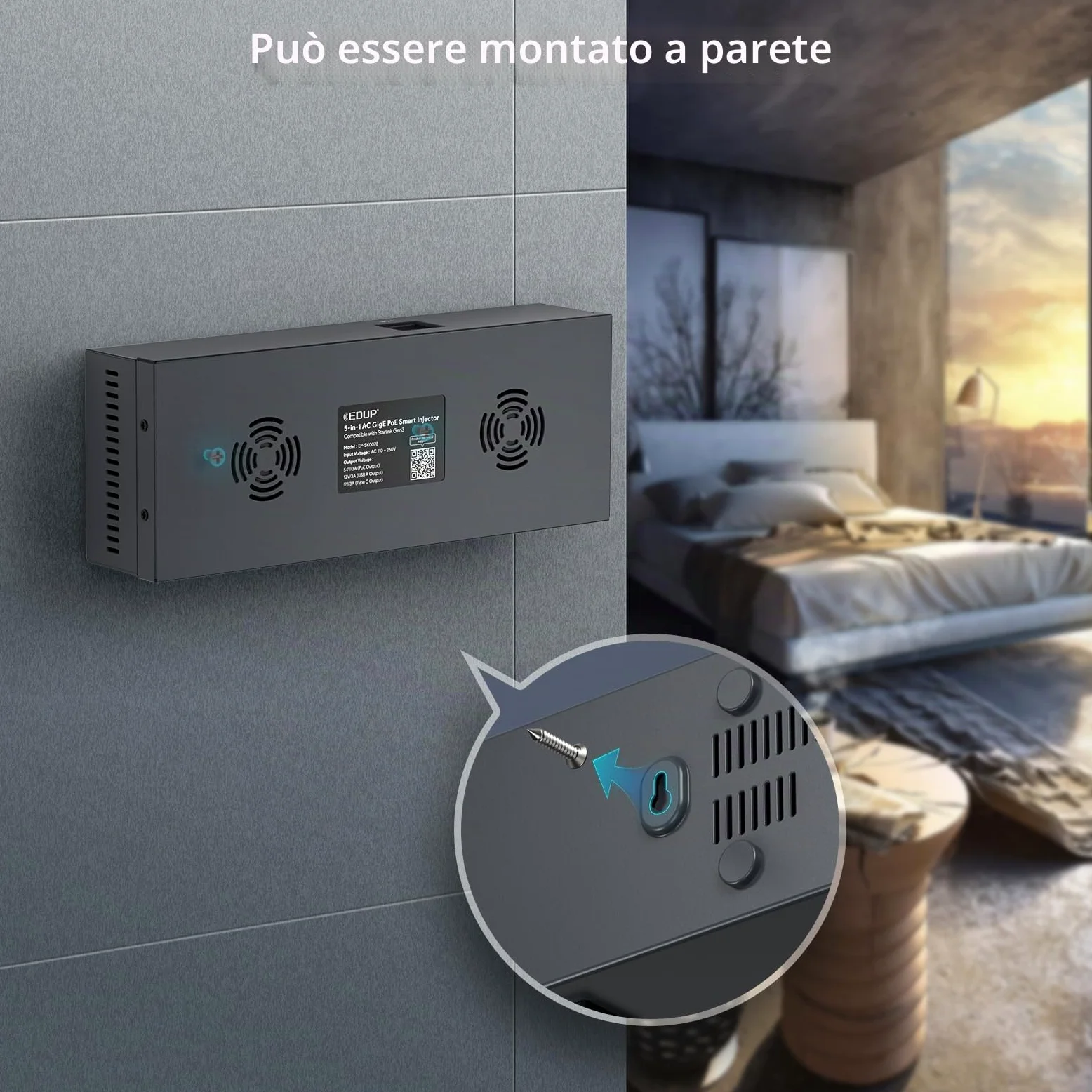 Starlink Mini PoE Adapter Kit - AC 110-260 V a DC 48 V 3 A 180 W POE, GigE passivo, protezione ESD, uscite di alimentazione USB e tipo C, con convertitore Step-Up DC (48 V 3 A) per Starlink Mini Dish