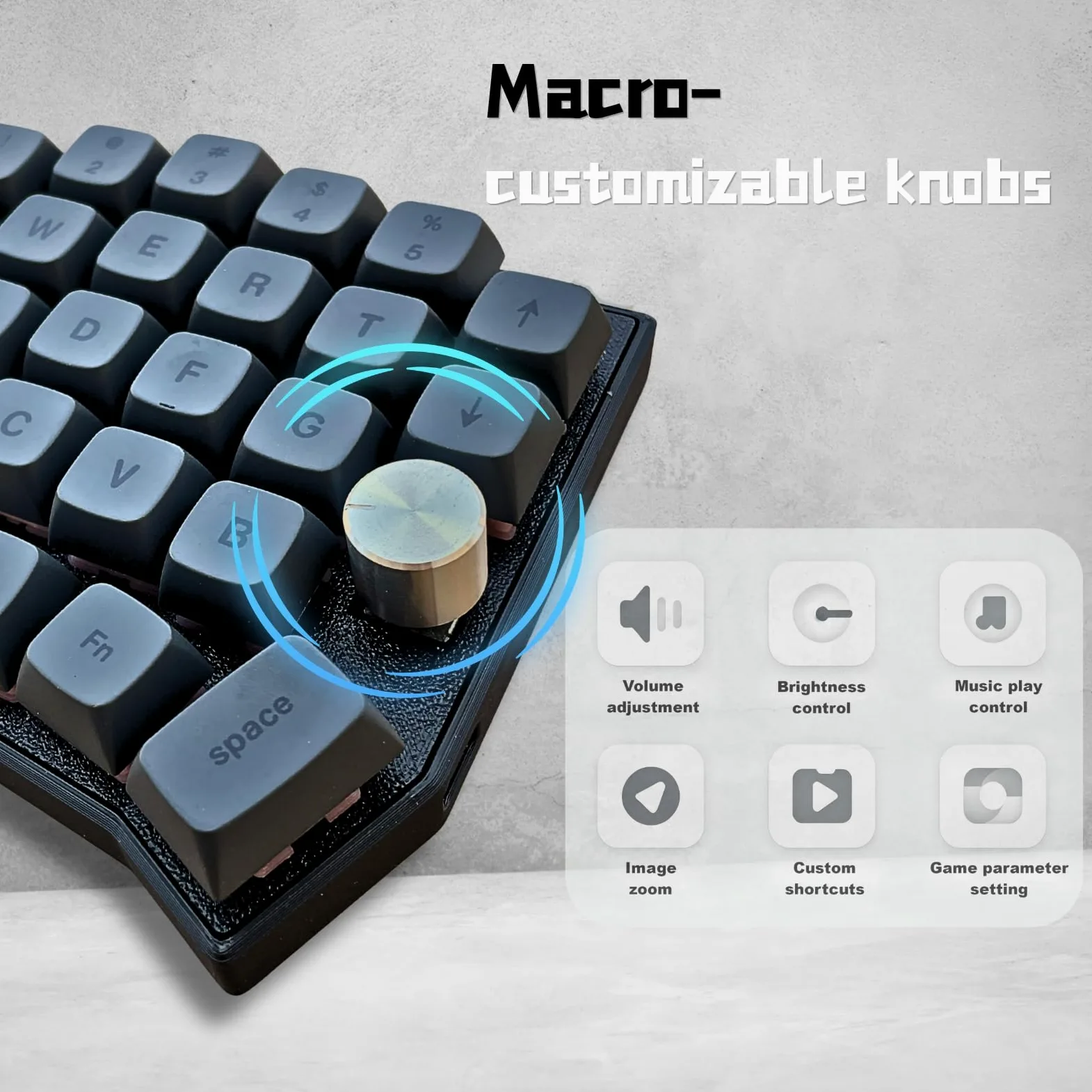 Layout angolare a 46 tasti con manopole, tastiera meccanica ergonomica cablata, 60% Orthol inear Layout, hot-swap, RGB, supporto per rimappatura fiale, interruttori lineari pre-lubrificati