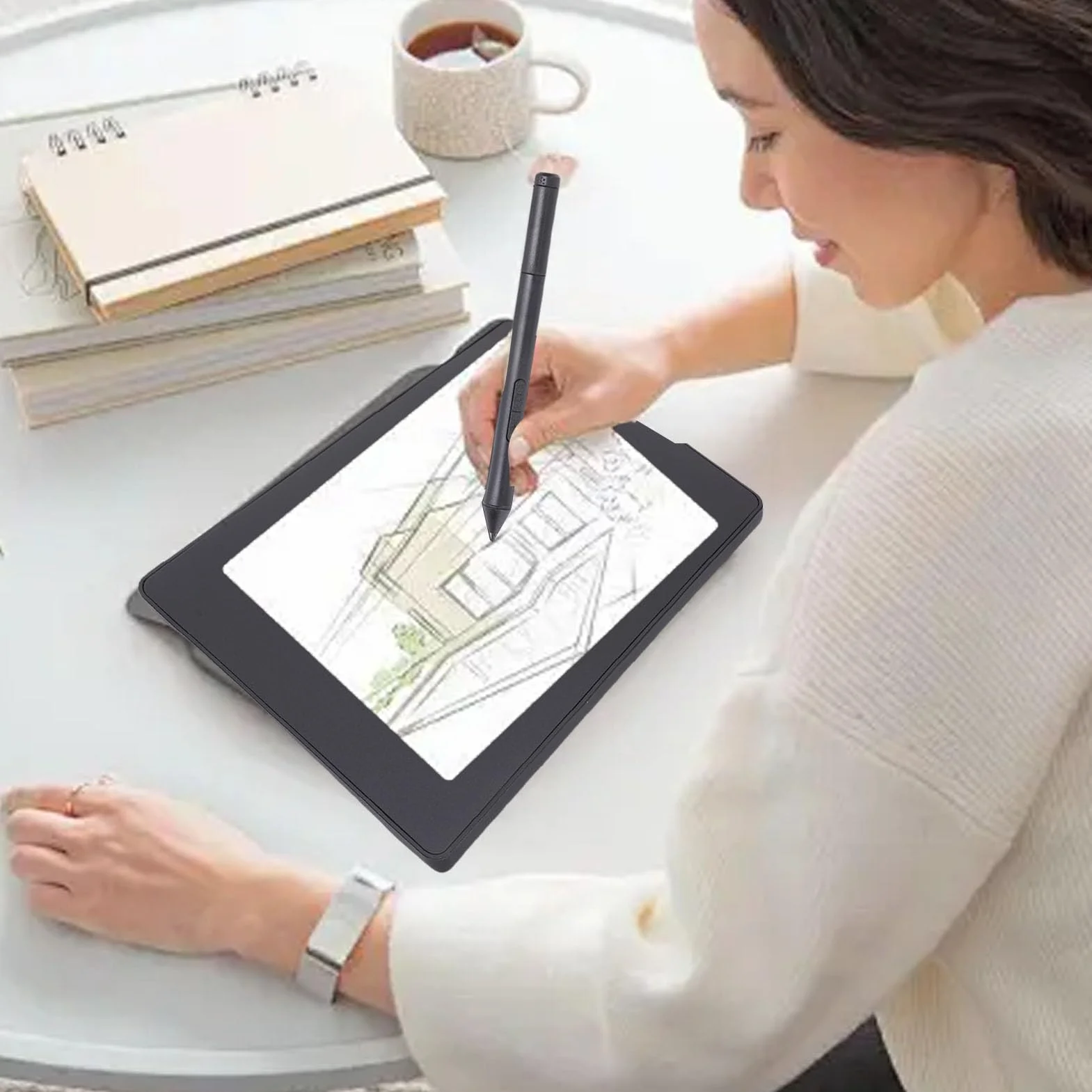 Tangxi Tavoletta Grafica Digitale con sensibilità Alla Pressione di Livello 8192 - Tavoletta Grafica di Facile Installazione per Word, Excel, PowerPoint - Risoluzione 5080LPI - Nera
