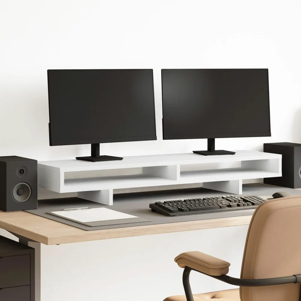 Generico Supporto per Monitor Bianco 100x27x15 cm Legno Massello di Pino,Dispositivi elettronici,Accessori per dispositivi elettronici,Accessori per Computer,Rialzi e Supporti per computer-854751