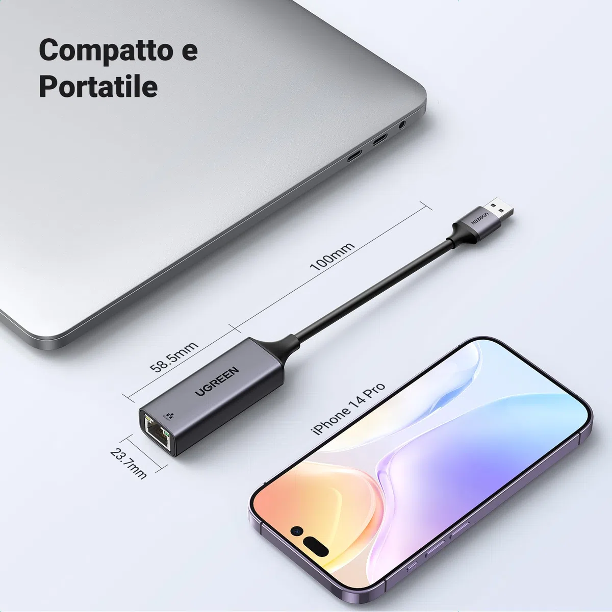UGREEN Adattatore Ethernet USB 3.0 Gigabit 1000 Mbps Convertitore Lan RJ45 in Alluminio Compatibile con Switch Windows Mac OS Linux Mi Box