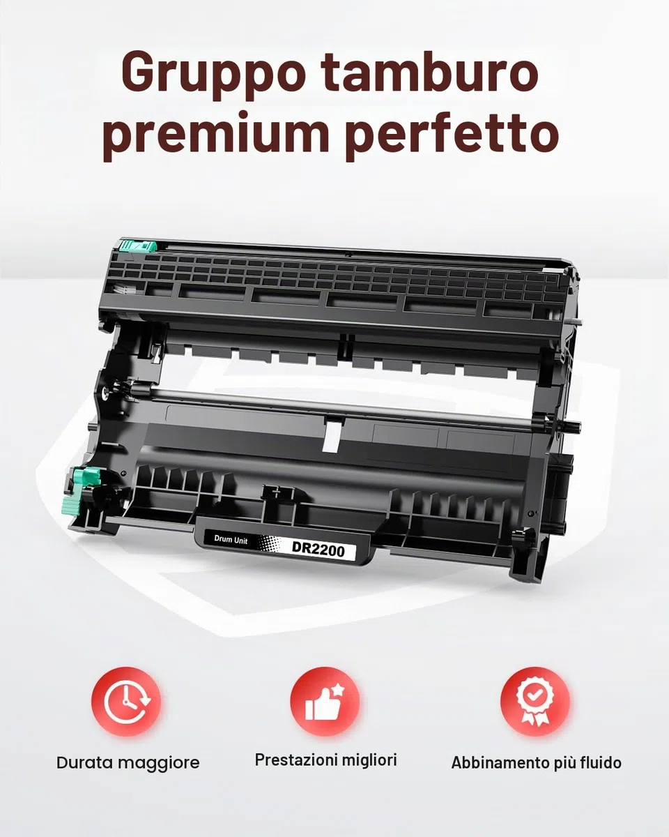 DR2200 Tamburo Compatibile per Brother DR2200 DR-2200 DR 2200 per Brother HL-2240 HL-2240D HL-2250DN HL-2270DW HL-2132 HL-2130 DCP-7060 DCP-7060D DCP-7055 DCP-7070DW (1x Tamburo)