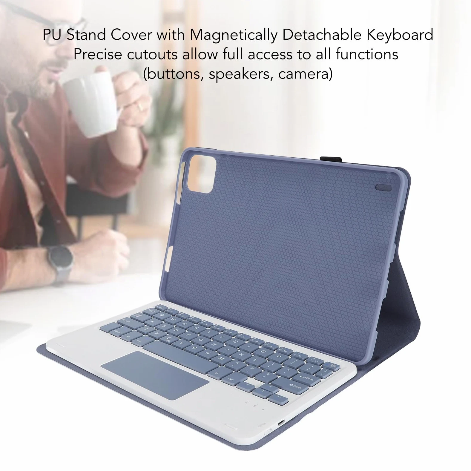 Custodia per Tablet con Tastiera 11 Pollici, Copertura Bluetooth Staccabile con Trackpad Magnetico, Ricarica Automatica e Risveglio per Viaggi e Lavoro, Pelle PU Viola, 1 Pezzo