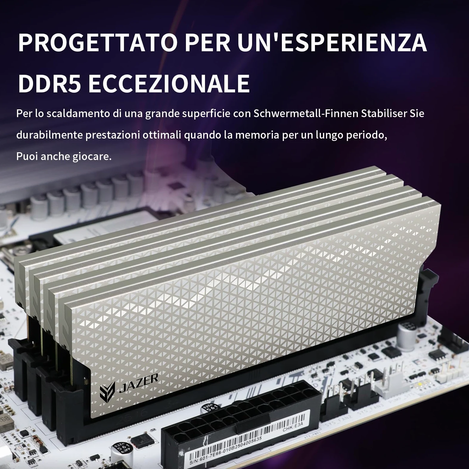 JAZER RAM DDR5 32GB Kit (2 x 16GB) 6000MHz CL36, Memoria Desktop per PC da Gioco, DIMM 288-Pins 1.35V