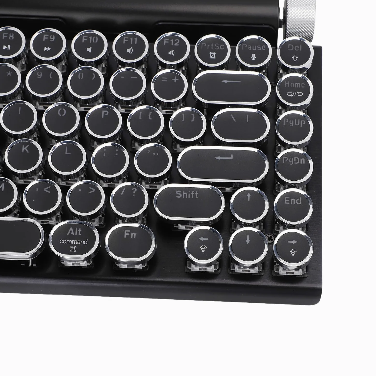 Tonysa Tastiera Meccanica retrò, Tastiera Bluetooth/Wired -scrittrice, Tasti Rotondi, modalità di Retroilluminazione 14, Compatibili con PC/tablet (Punk Metal Frame Design) (BLACK)