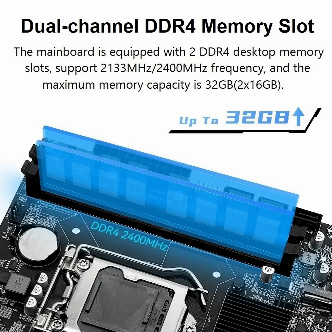 SHANGZHAOYUAN Scheda madre H110 LGA 1151, scheda madre da gioco per processori Intel 6-9a generazione Core i3/i5 Pentium, serie Celeron, DDR4, PCIe 3.0/2.0, NVME/NGFF M.2, SATA 6 Gbps, VAG,