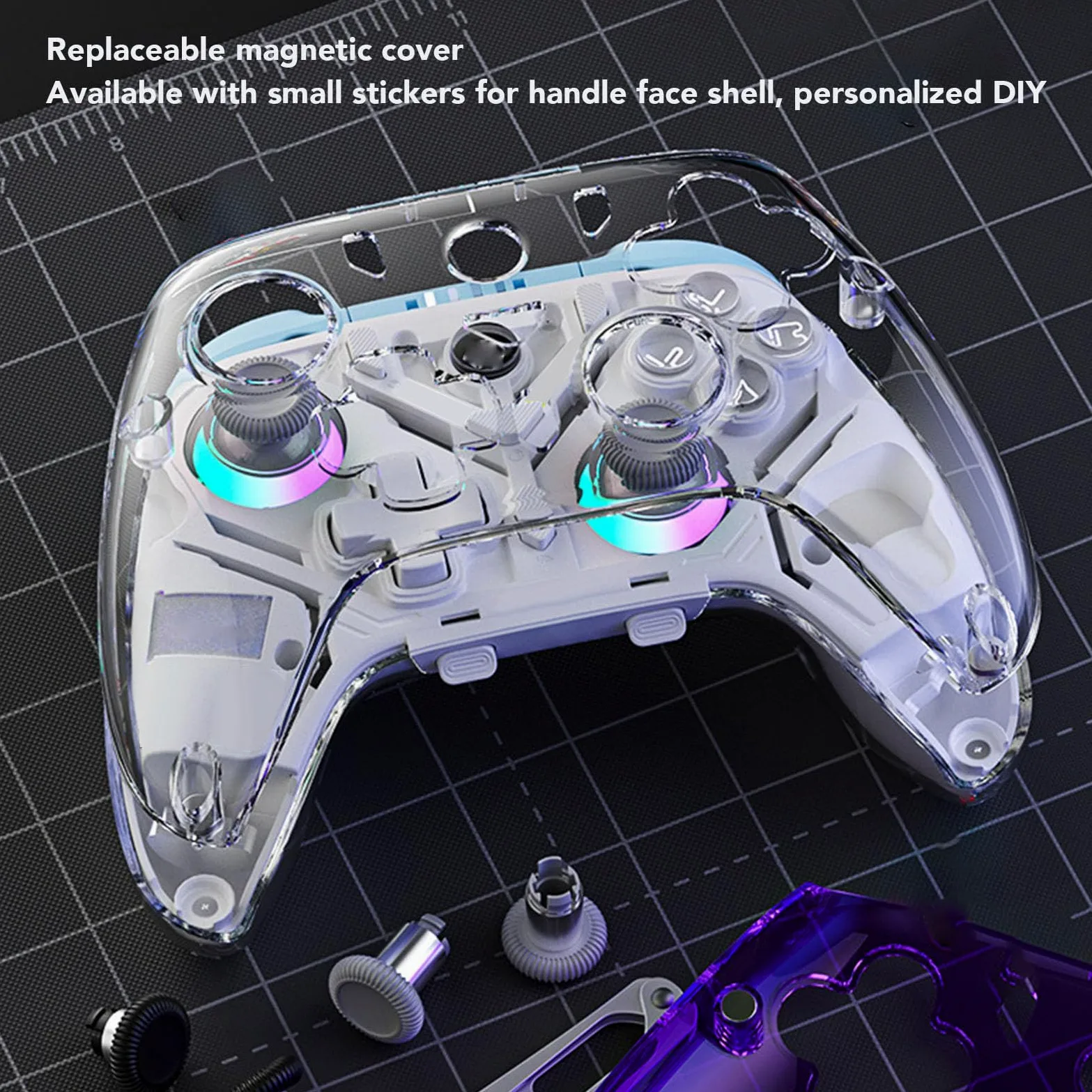 Bewinner Controller di Gioco Wireless da 2,4 G, Grilletto e Joystick Effect Hall, Luci RGB e Turbo, Controller dei Videogiochi per PC per per Android (WHITE)