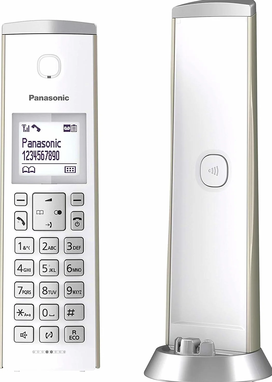 Panasonic KX-TGK220 - Telefono DECT - Cornetta Wireless - Telefono con Vivavoce - 120 Voci - Identificatore di Chiamata - Champagne