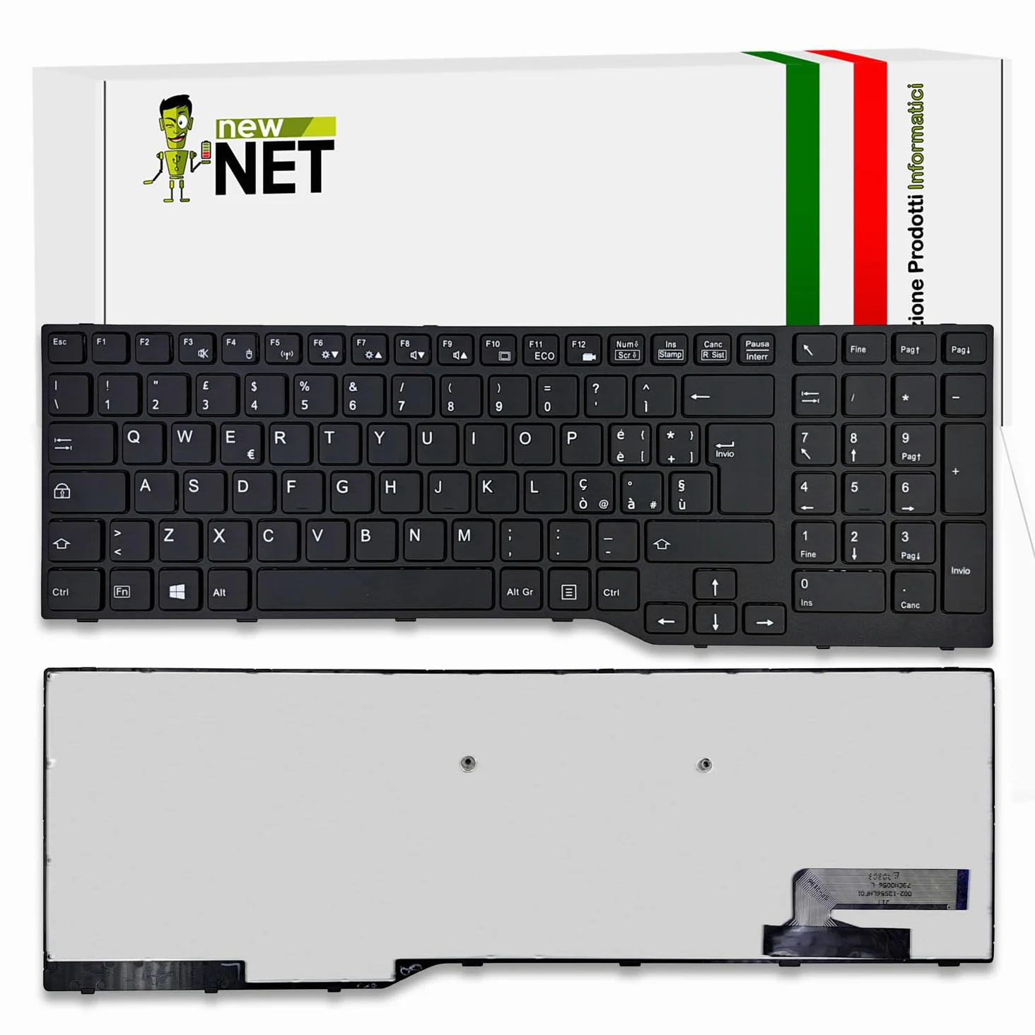 new net - Tastiera Compatibile con Notebook Fujitsu CP648390-01, CP648390-03, CP648390-05, MP-13K6003930 Rev:A, CNYACP648390-0151A00901 [Frame Nero - Layout ITA]