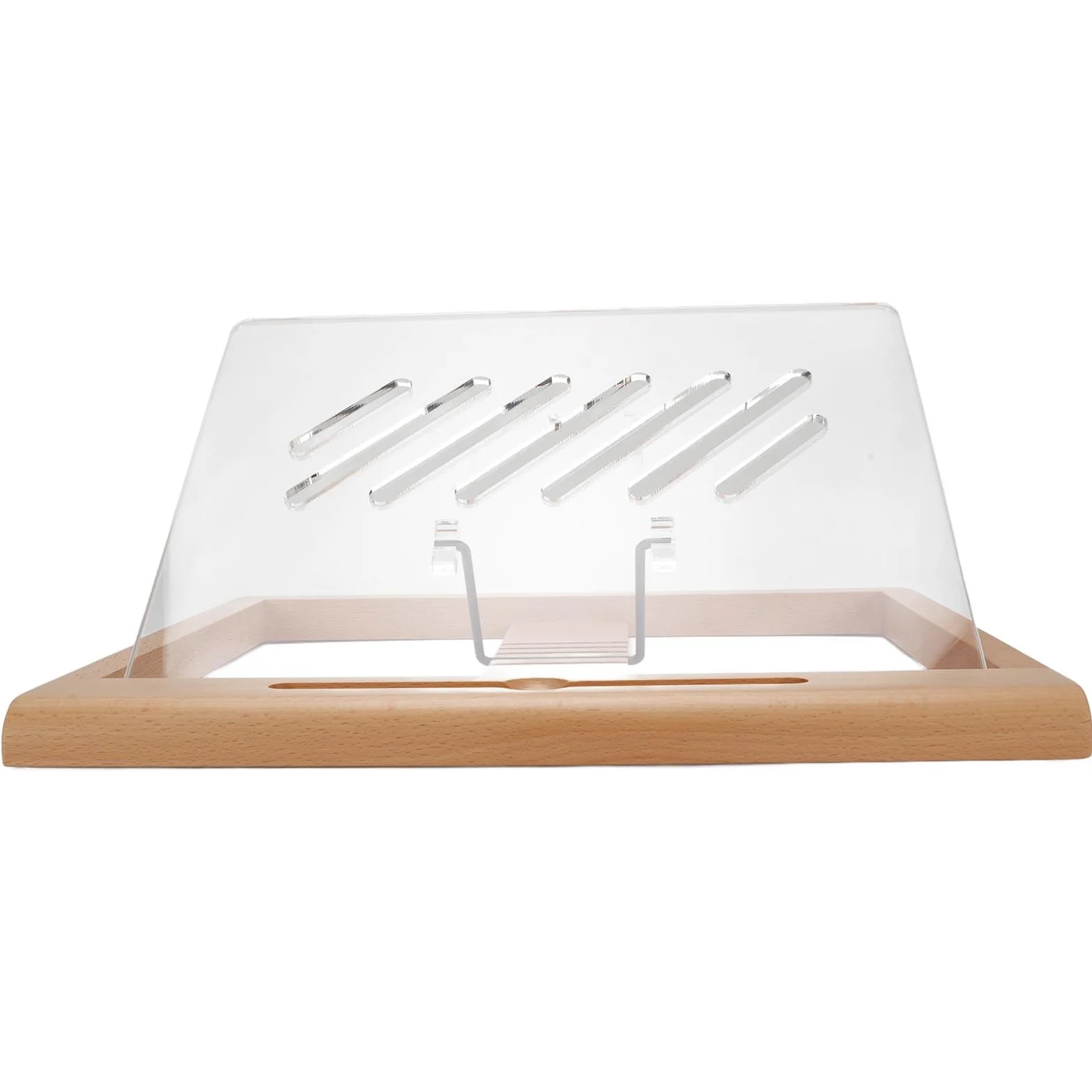 Pongnas Supporto per Tablet in Legno di Faggio con Scanalatura per