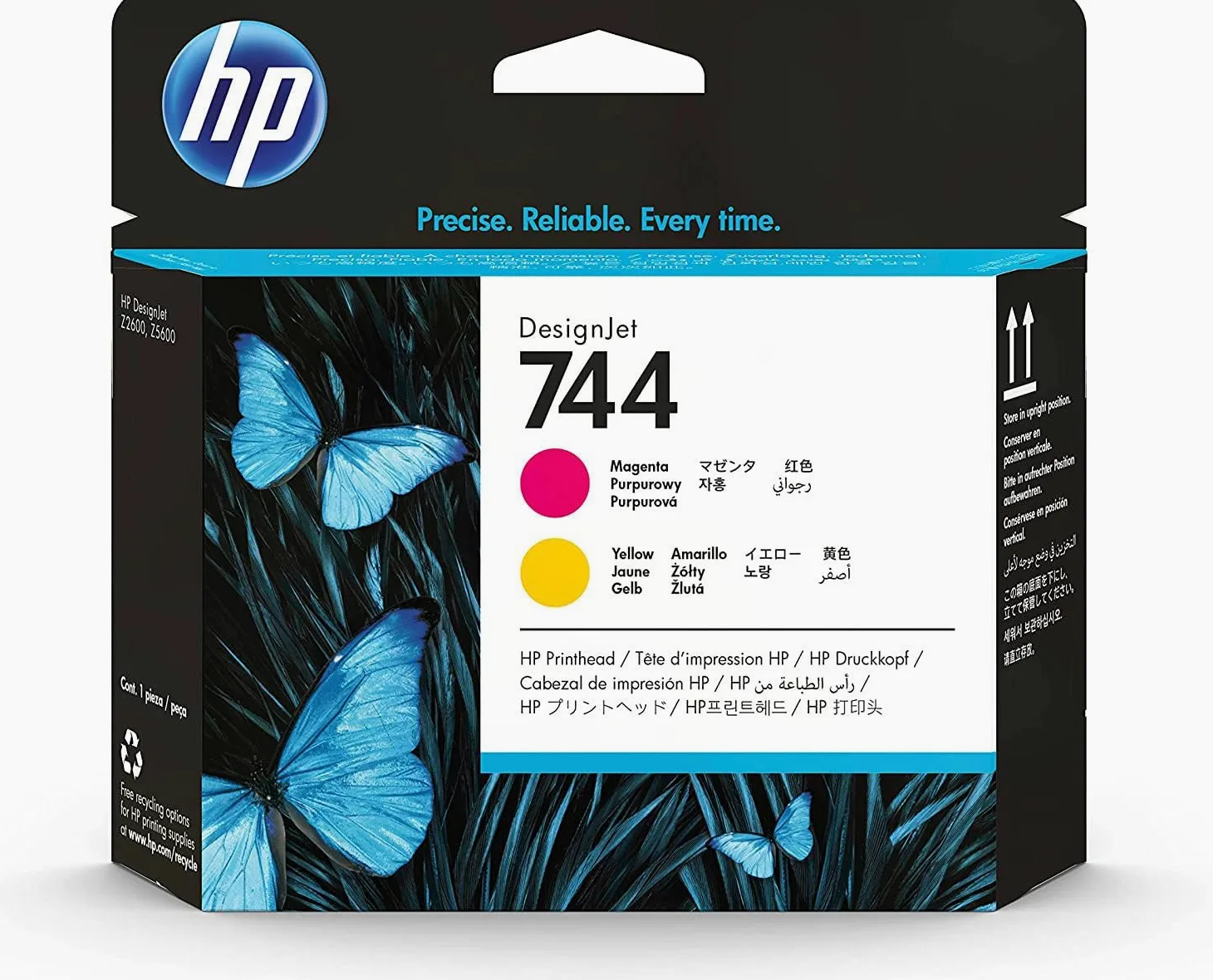 HP ‎744 F9J87A, Testina di Stampa Originale, Compatibile con le Stampanti DesignJet Z2600 e Z5600, Magenta e Giallo