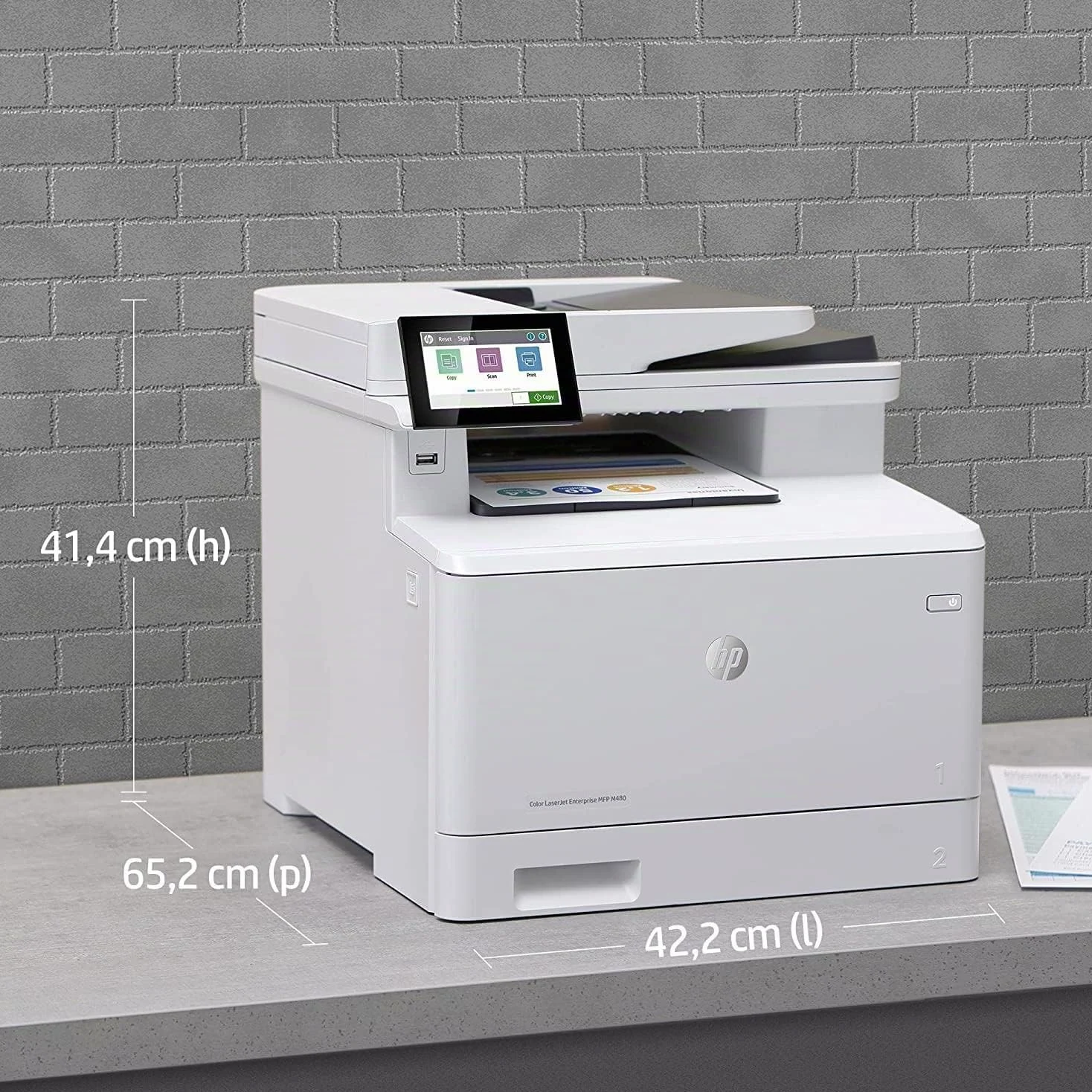 HP Color LaserJet Enterprise M480f 3QA55A, Stampante Multifunzione A4, Stampa Fronte e Retro Automatico a colori, 27 ppm, Copia, Scansiona, Fax, ADF, Ethernet, USB, HP Smart, Schermo Touch LDC, Bianca