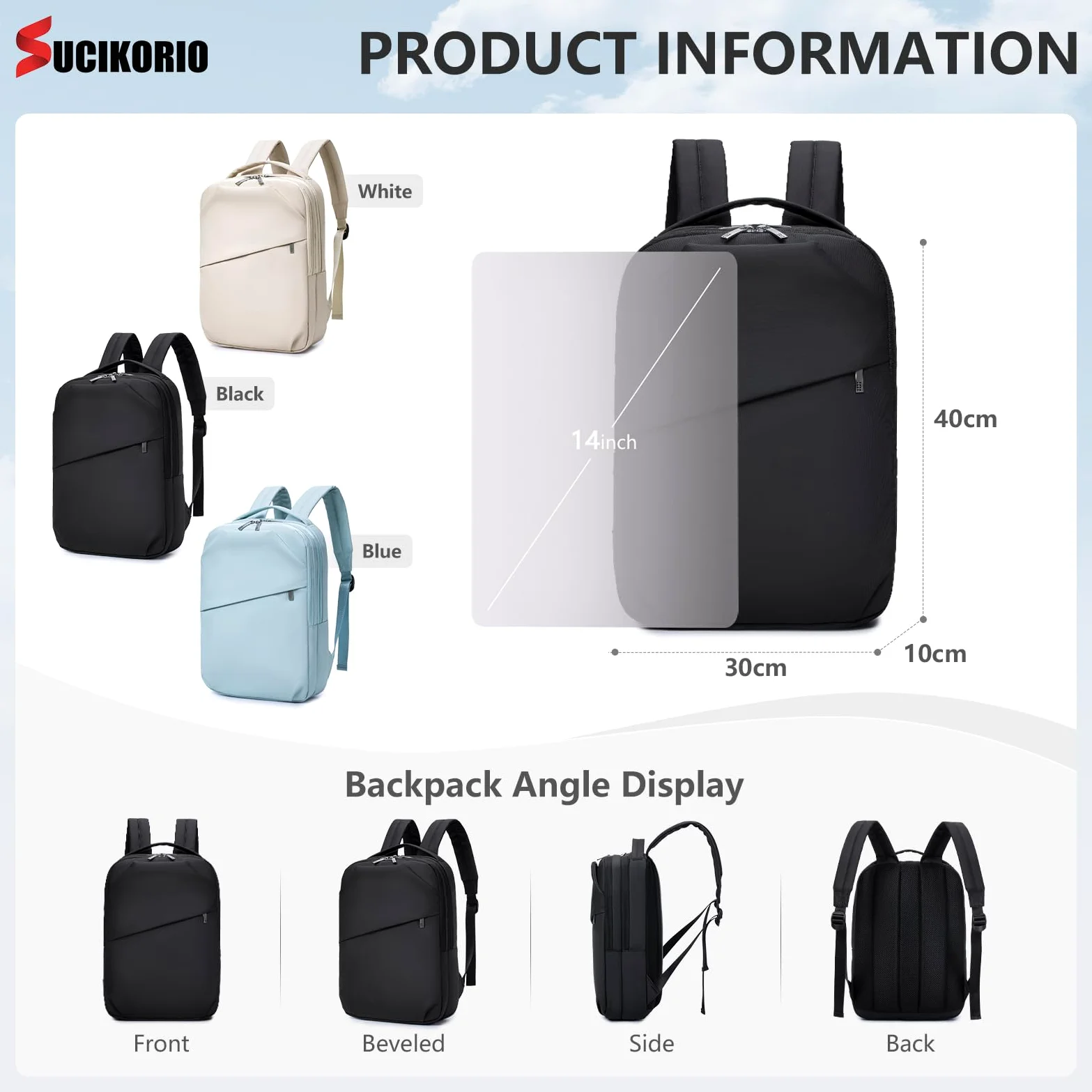 40X30X10cm Lufthansa Air France British Airways Zaino da Viaggio Aereo Bagaglio a Mano, Impermeabile Nylon Zaini Bagaglio a Mano Uomo Donna Zainetto Porta PC 14 Pollici per Scuola, Viaggio