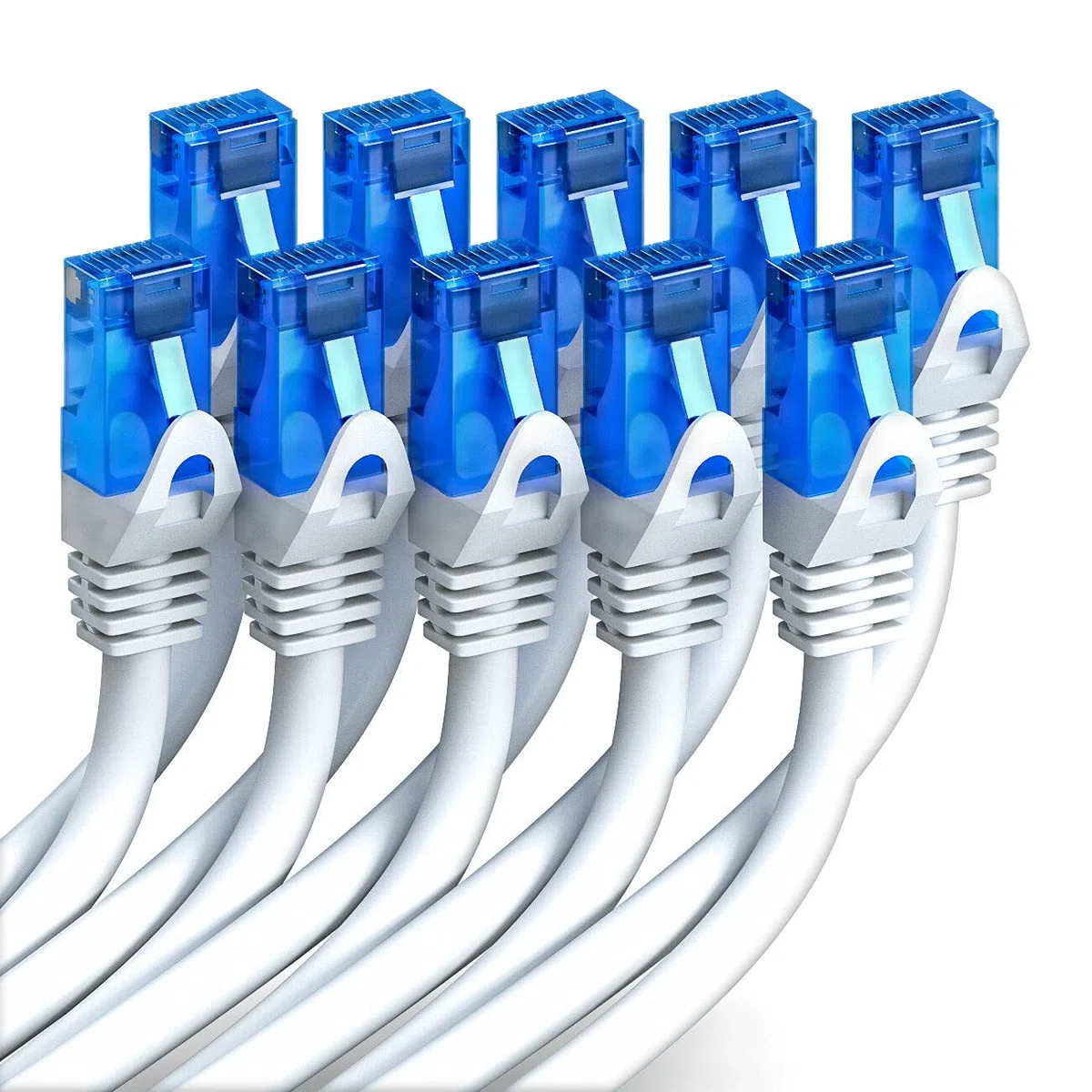 deleyCON 10x 0,5m Set Cavo Rete CAT6 - Cavo LAN CAT-6 RJ45 U-UTP Corto 50cm Patch Ethernet DSL Switch Router Modem Repeater Patchpanel - Bianco