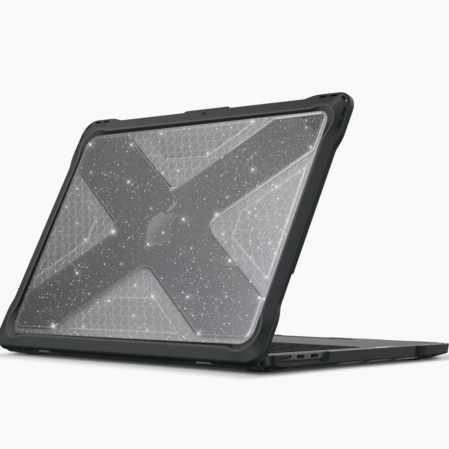 FINTIE Custodia Compatibile con MacBook Air 13.6 Pollici M5/M4/M3/M2 (2026/2025/2024/2022, A3449/A3240/A3113/A2681), Antiurto Robusto Case con Bordo in TPU, Glittering Nero