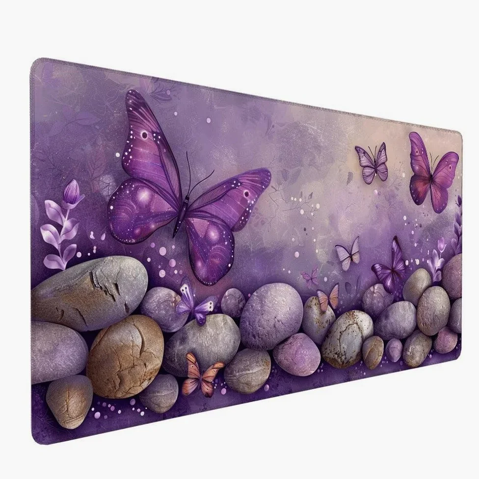 Viola Tappetino Mouse XXL 1000x500x3mm, Gaming Tappetino Mouse Farfalla Mousepad con Base in Impermeabile Gomma Antiscivolo per Tastiera Computer Ufficio Idea Regalo Festa del Papà e Compleanno X-978