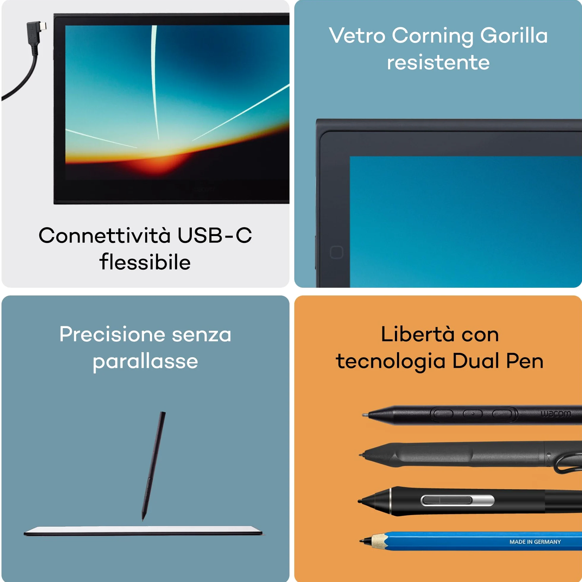 Wacom Movink 13 Tavoletta Grafica Nero 294 X 165 Mm Usb (wacom Movink 13 Pen Touch Oled Pen Display Dth135k0b)