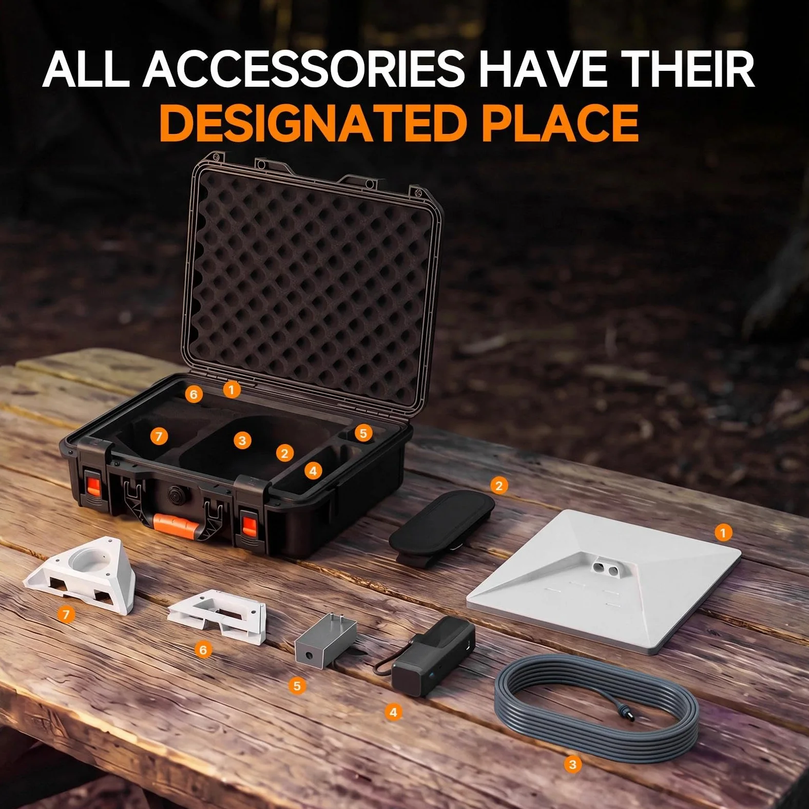 Starlink - Mini custodia da trasporto con vano batteria integrato, guscio rigido impermeabile IP67 con schiuma su misura per Starlink Mini, supporto, adattatore, alimentatore e cavi, ideale per uso