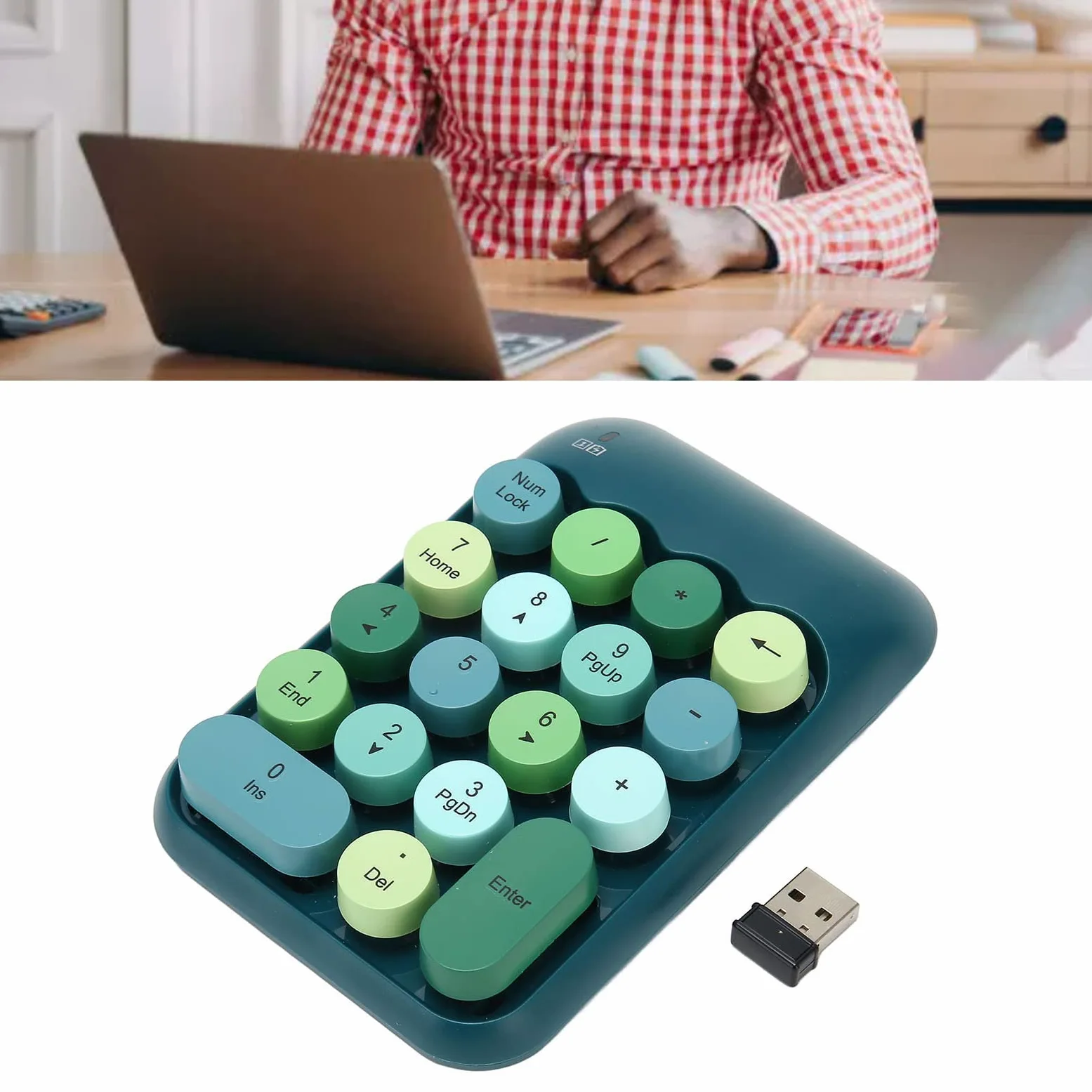 Tastierino Numerico USB, Tastierino Numerico Meccanico per Laptop, Tastierino Numerico per Macchina da Scrivere a Colori retrò a 18 Tasti per XP, per (Colore verde scuro)