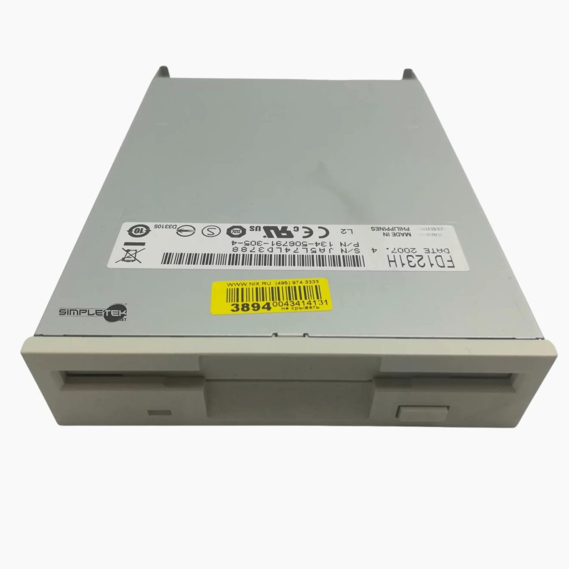 SIMPLETEK - Lettore Floppy Disk 3.5" Interno 3.5” 1.44MB - Bianco | FDD Standard per Computer Desktop | FD1231H (Ricondizionato)
