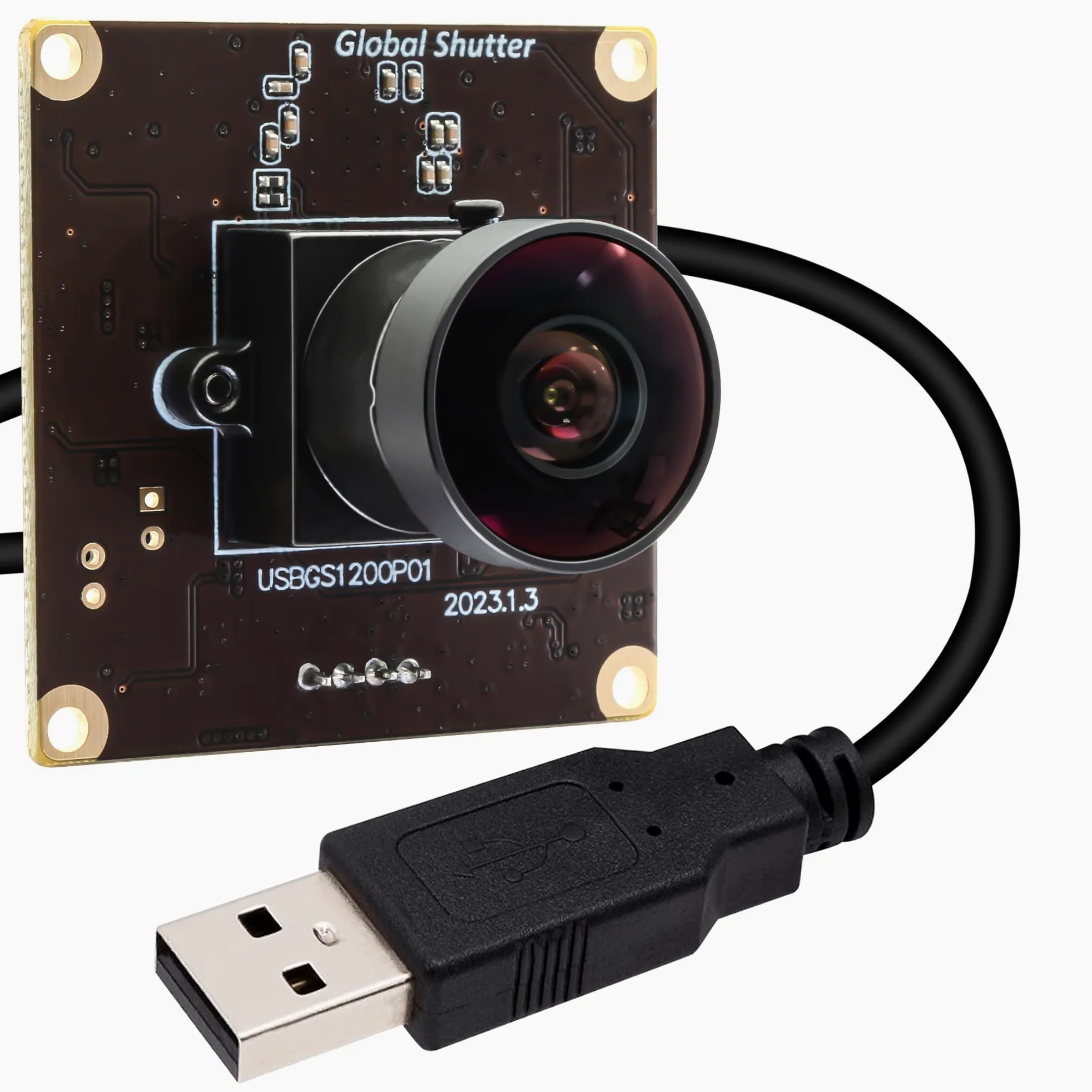 Svpro 2 MP Global Shutter USB Camera Board 90 fps Alta Velocità Webcam Modulo con Obiettivo Fisheye Grandangolo Fotocamera Rallentatore 1920 x 1200 AR0234 Fotocamera per computer, laptop, dispositivo