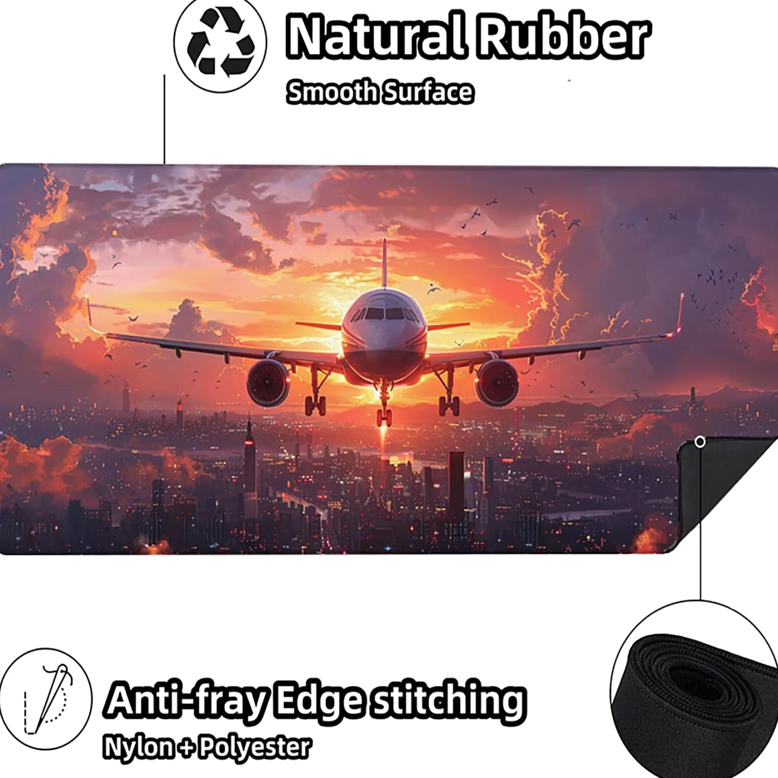 Aereo Tappetino Mouse XXL 1200x600mm Tappetino Mouse Giallo Gomma Antiscivolo Sottomano Scrivania, Migliora Precisione e Velocità Mouse Pad per Ufficio Gaming Accessori Scrivania, Regalo Uomo, H-H