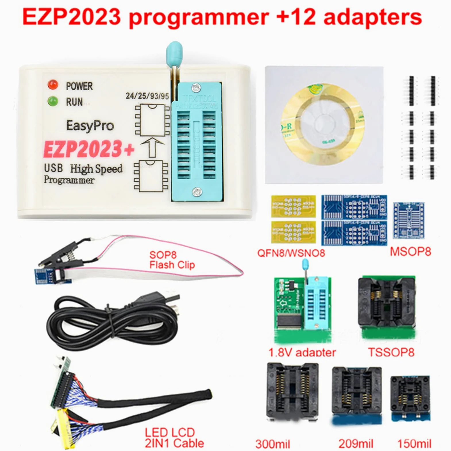 BAIRU EZP2023 Programmatore ad velocità USB supporta 25 flash SPI 24 25 93 95 EEPROM per Windows 2000 / XP/Vista / Win7 / 8/10 SPI Flash Programmer