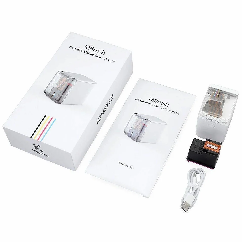Mbrush Stampante Colori Portatile, Mini Bluetooth WiFi Stampa Wireless Piccola Inkjet Portatile con Cartuccia d'inchiostro per Testo Personalizzato e Fai Da Te, Stampa Qualsiasi Superficie