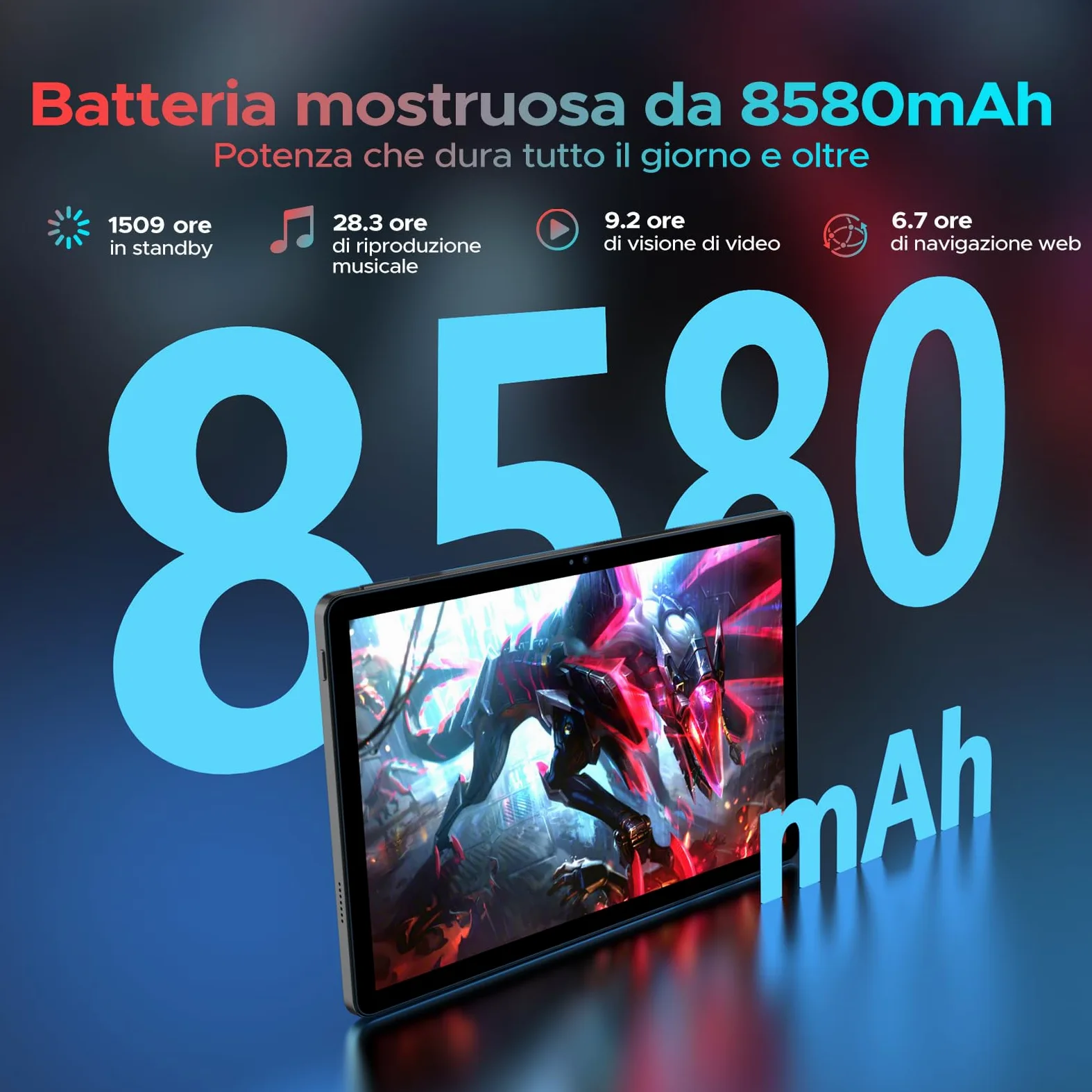 U11 Pro Android 16 Tablet 11 Pollici, 30GB RAM+256GB ROM (2TB TF), Unisoc T7200 Octa Core Tablet PC, 8580mAh, 90 Hz Display, 13MP+5MP, WIFI 5 /Widevine L1/ GPS/Face ID/OTG,Nero