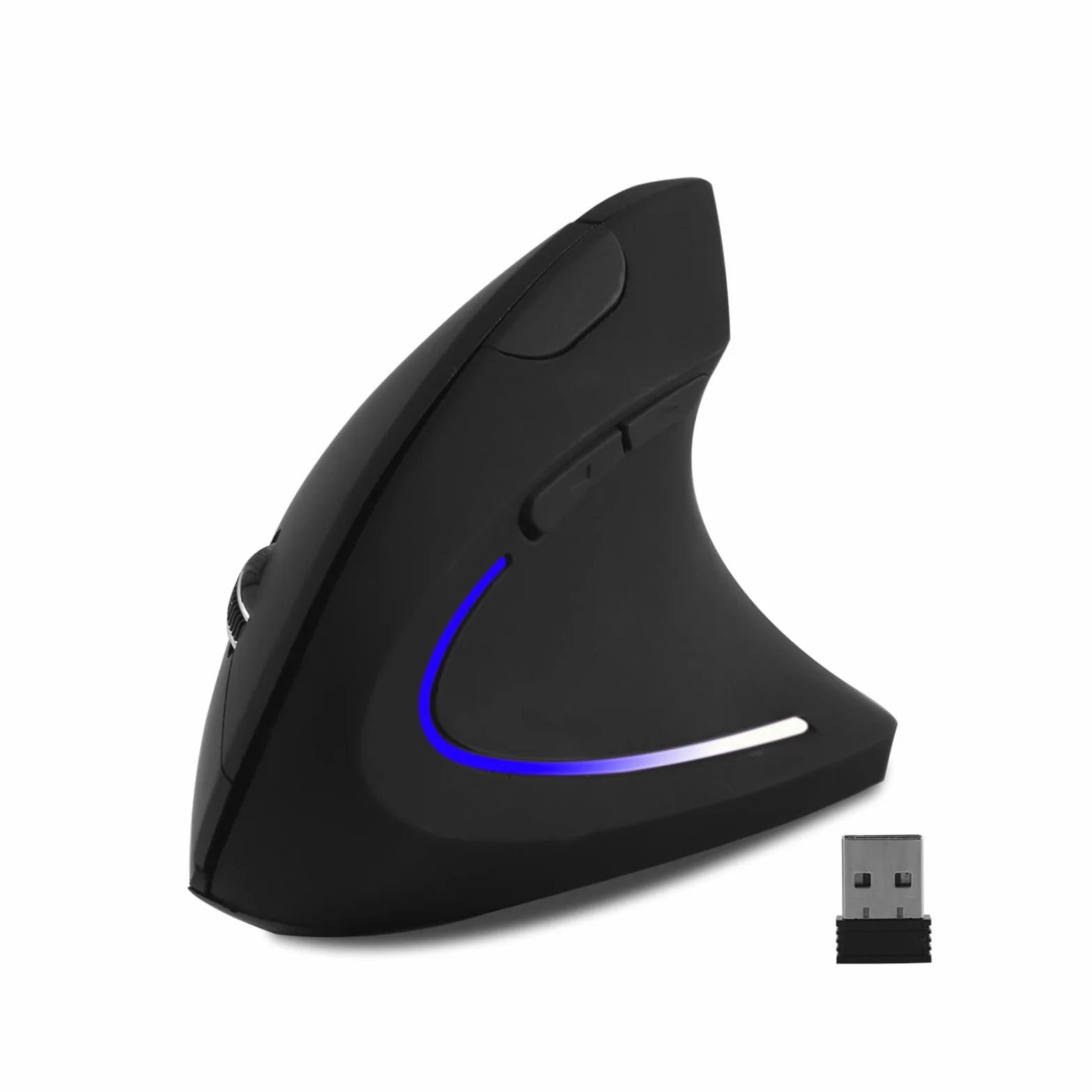 Mouse verticale senza fili nero ergonomico mouse verticale ad alta precisione Ergo ottico 2.4G Mouse da gioco leggero senza fili con 3 pulsanti DPI800/1200/1600 regolabili per PC/laptop/desktop/Mac 6